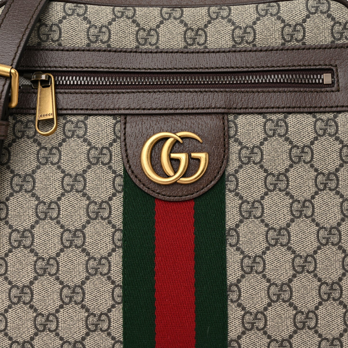 GG Supreme Monogram Web Small Ophidia Messenger Bag Brown