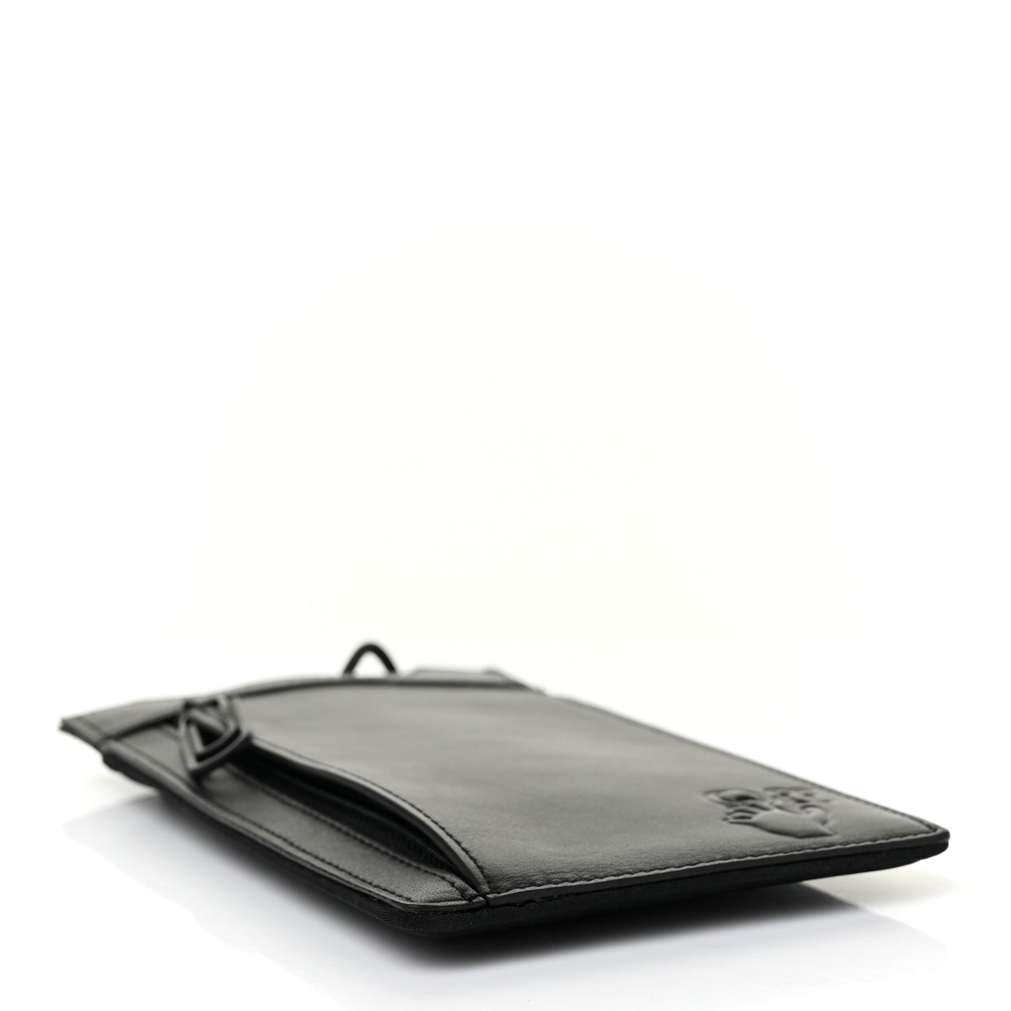 Calfskin Embossed Logo Phone Bag Black