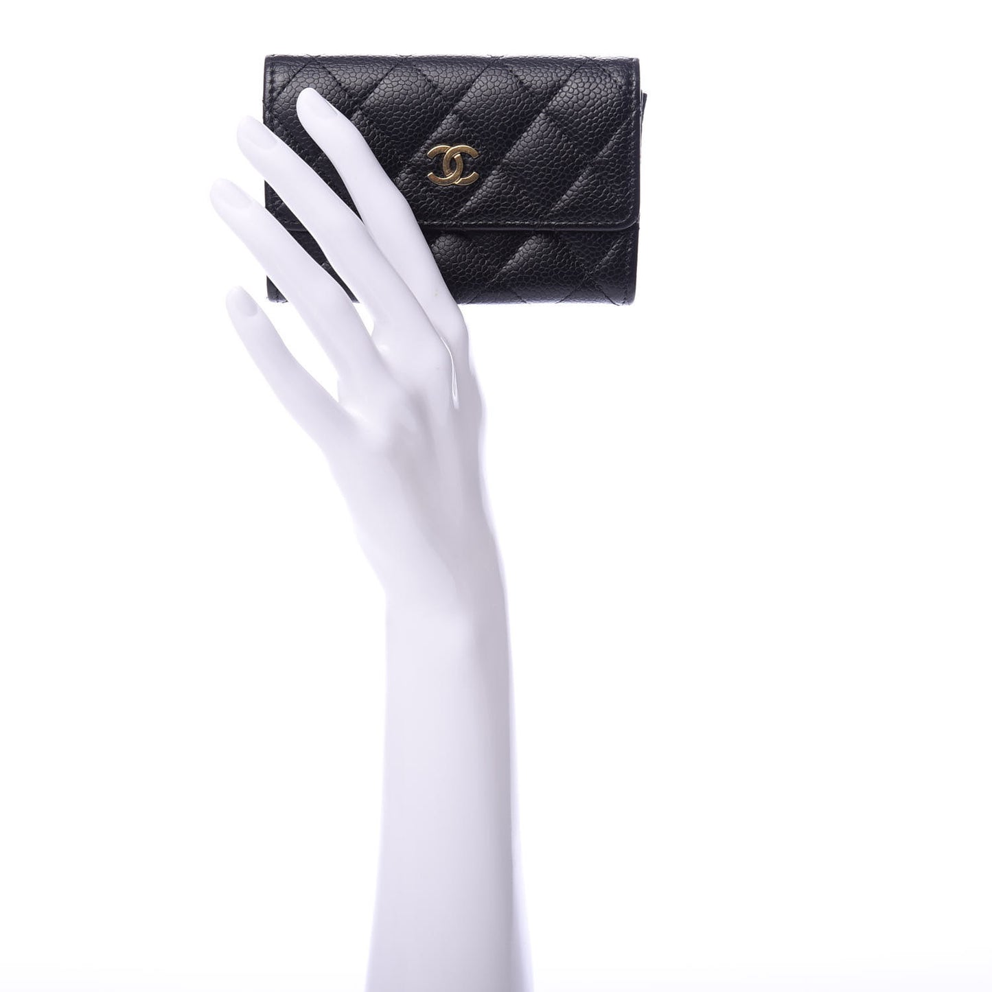 Caviar Quilted Flap Card Holder Black