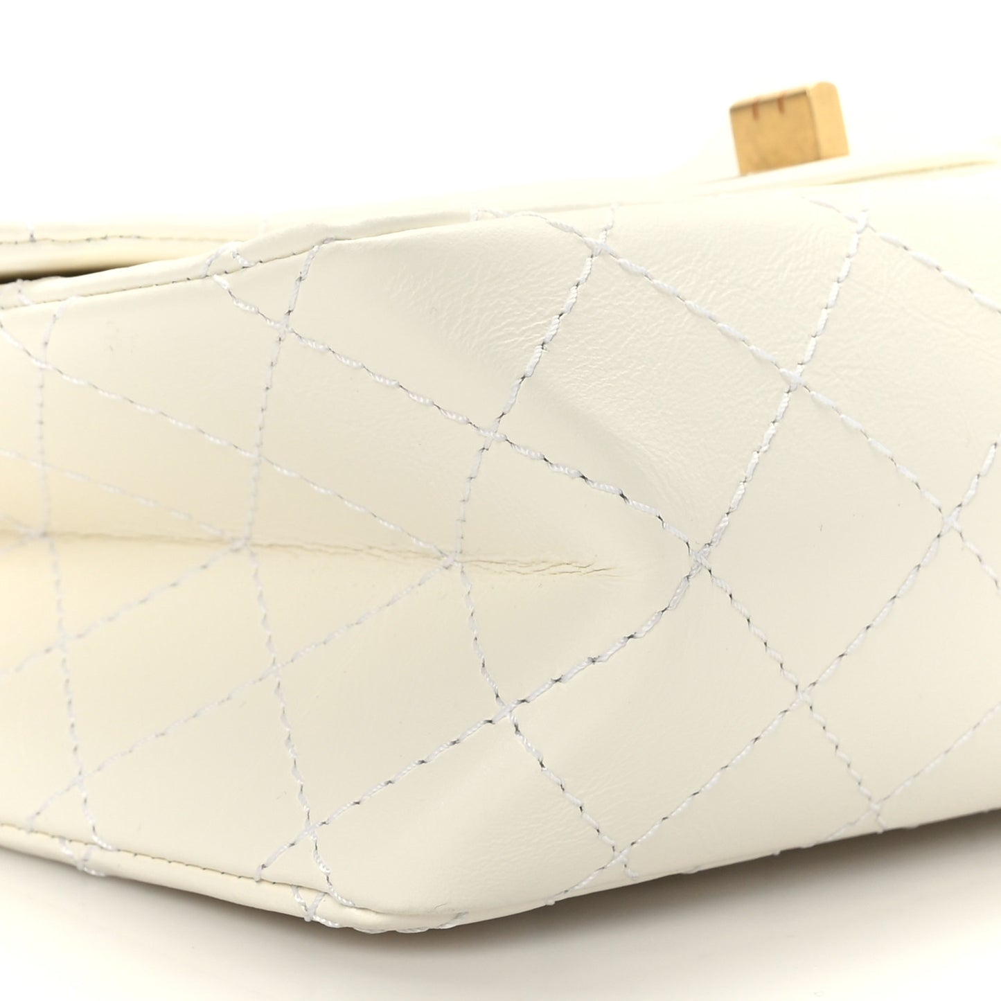 Aged Calfskin Quilted 2.55 Reissue Mini Flap White