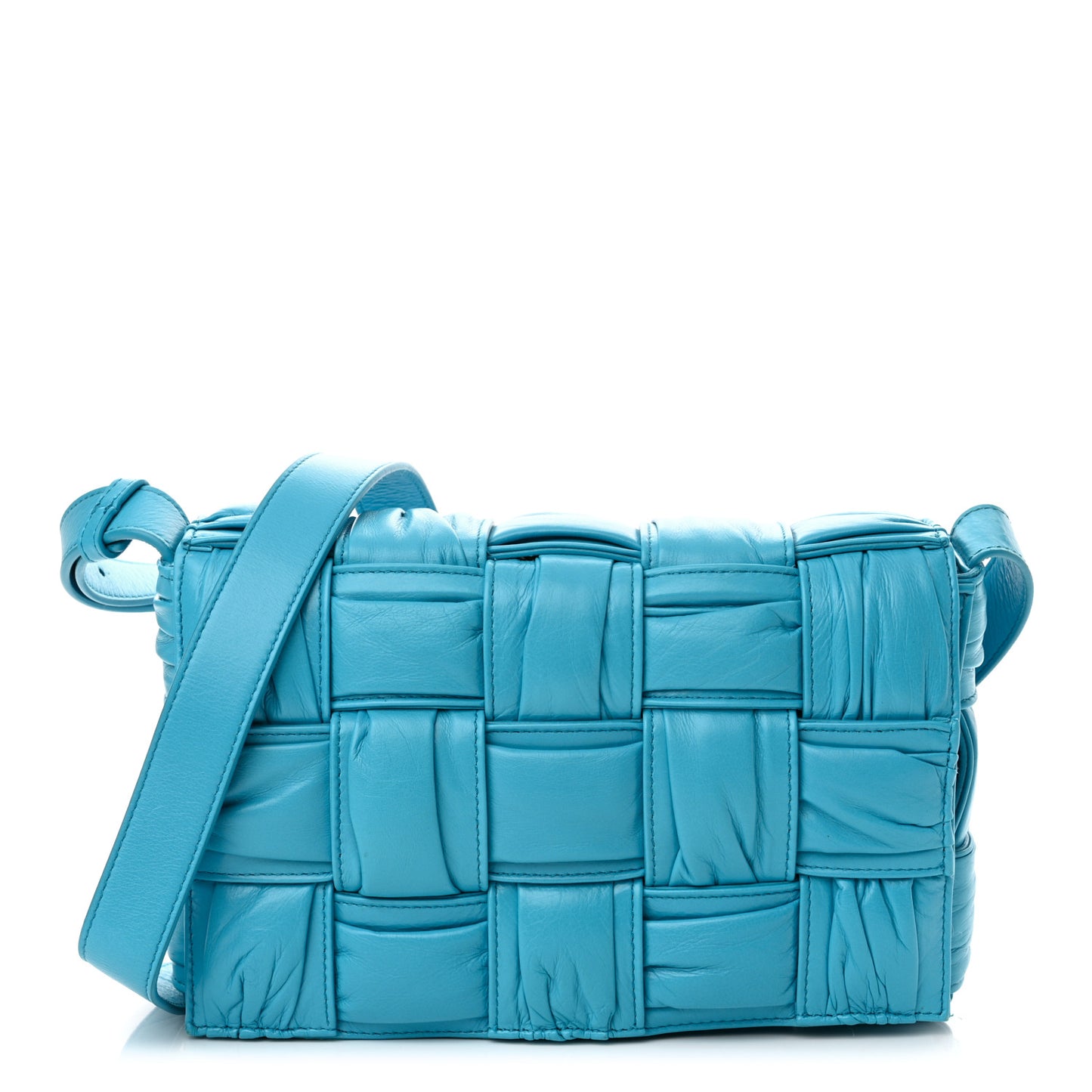Calfskin Intreccio Plisse Cassette Crossbody Bag Pool