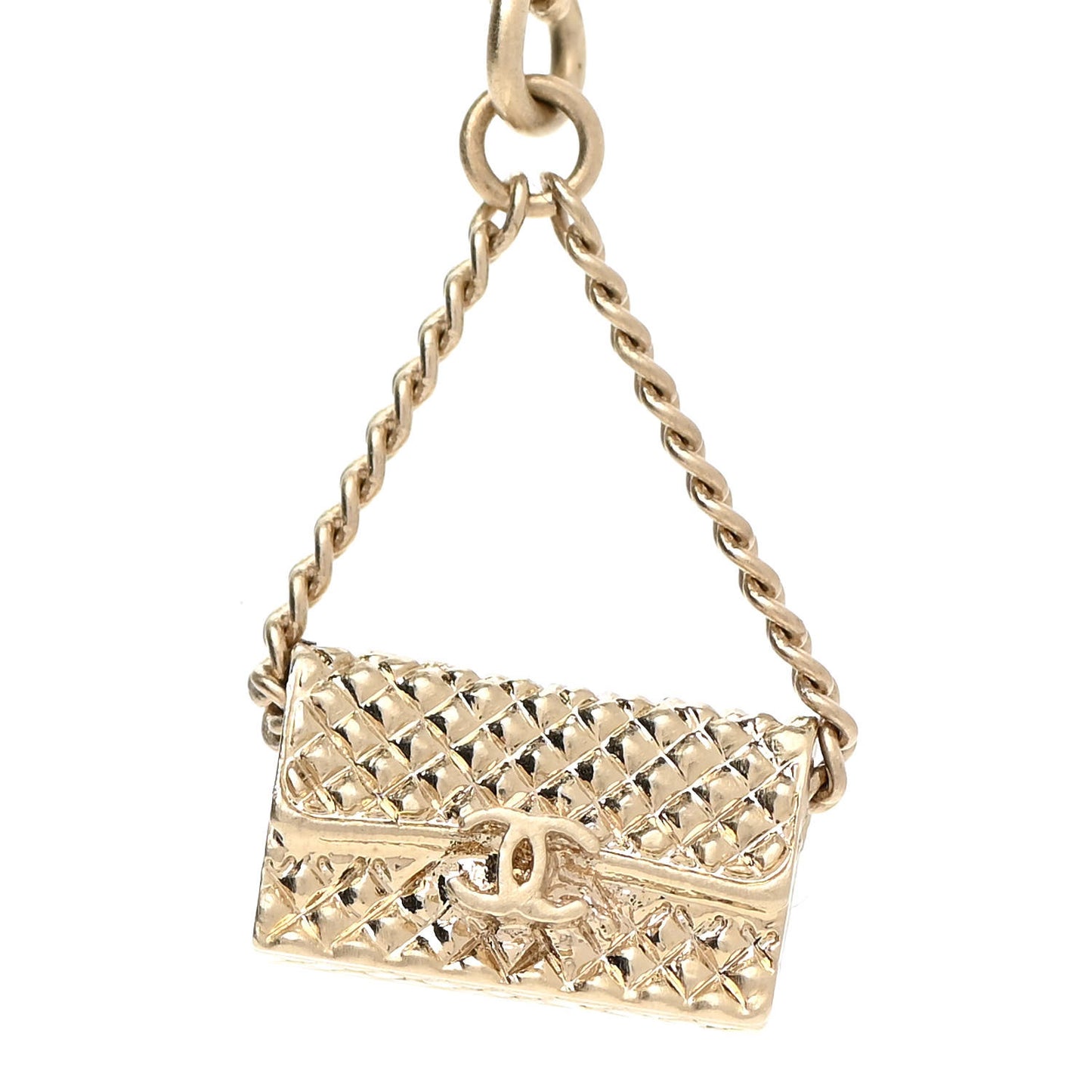 Metal Flap Bag Necklace Gold