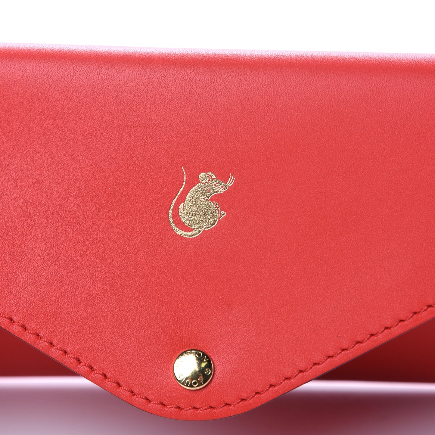 Veau Cachemire Chinese New Year Rat Envelope Pouch Red
