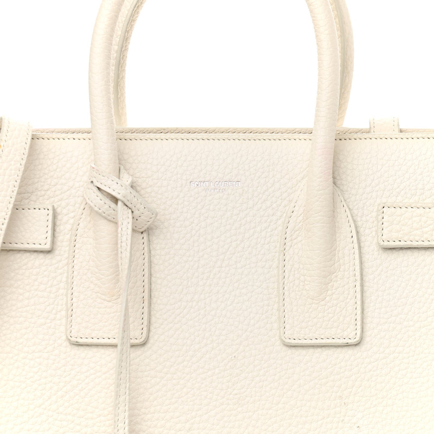 Grained Calfskin Small Sac De Jour Dove White