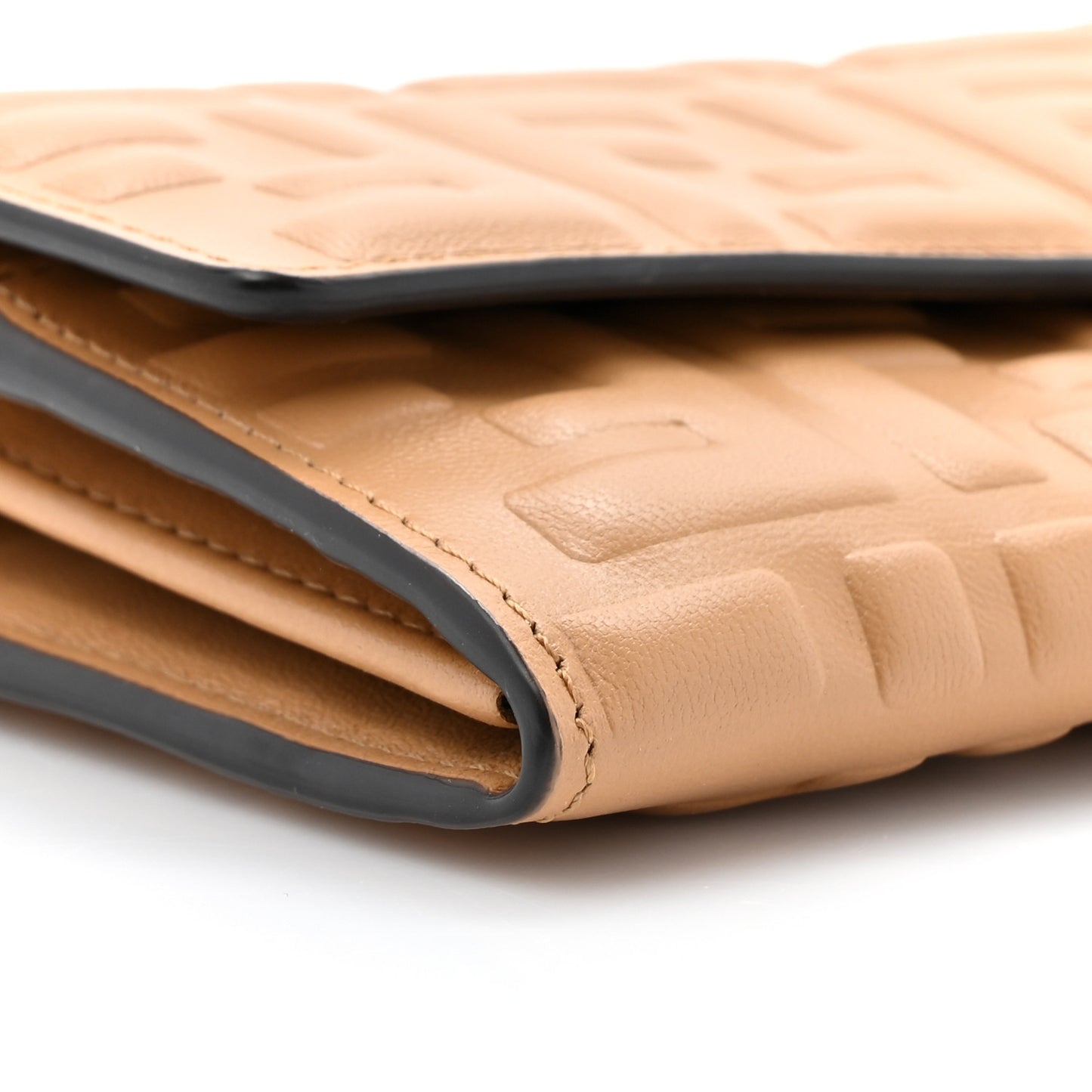 Nappa Matisse FF Embossed Continental Wallet On Chain Miele Scuro