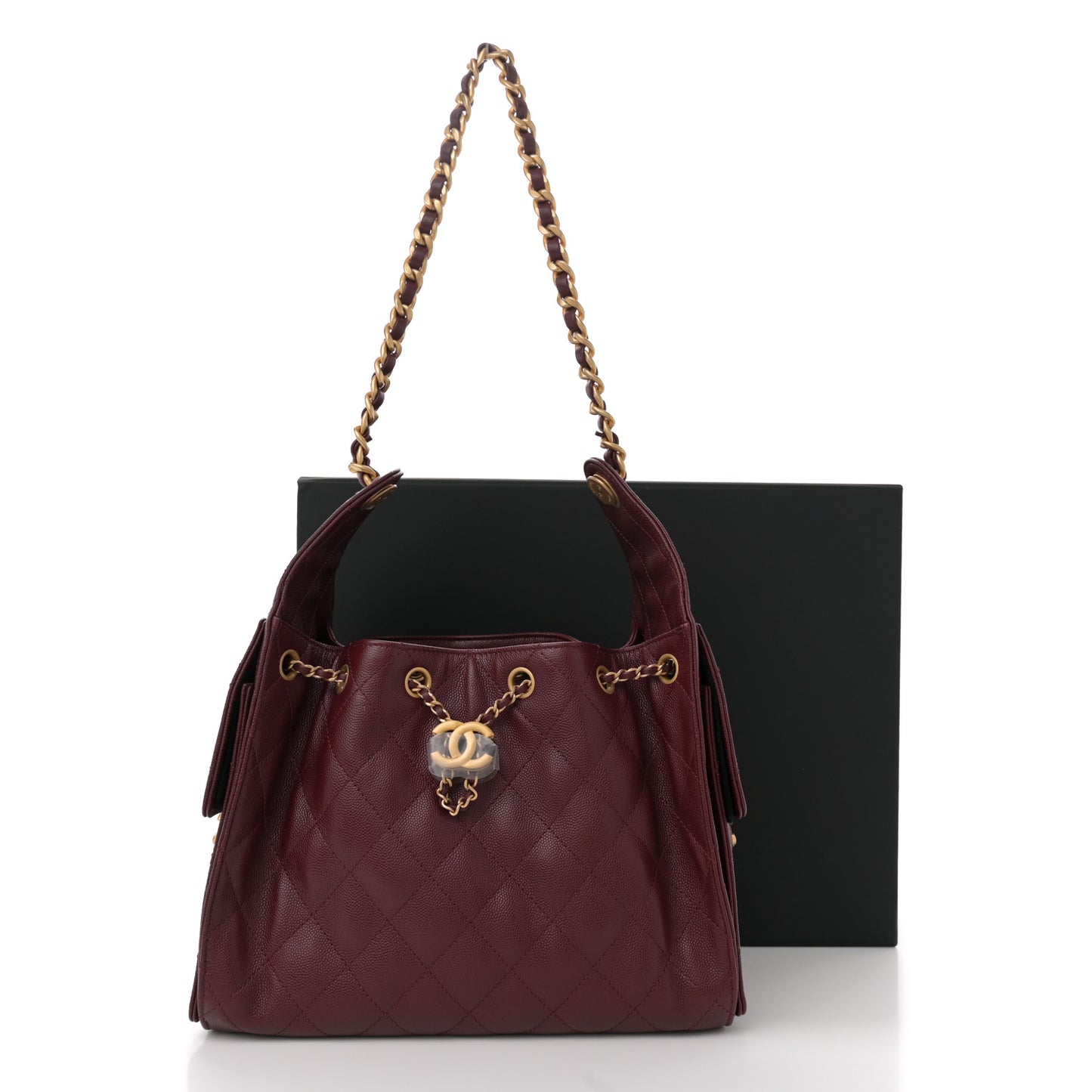 Caviar Quilted Small Chanel 25 Handbag Burgundy