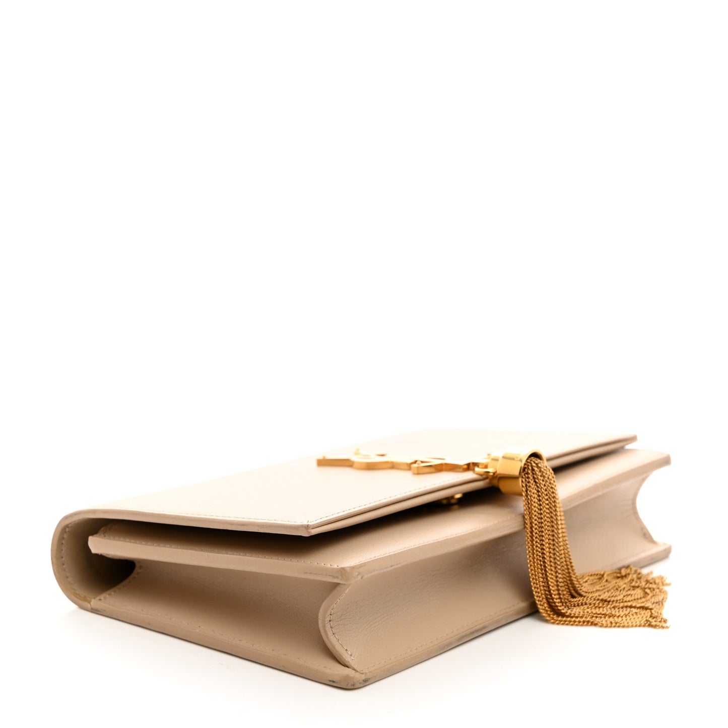 Smooth Calfskin Classic Monogram Kate Tassel Chain Wallet Dark Beige