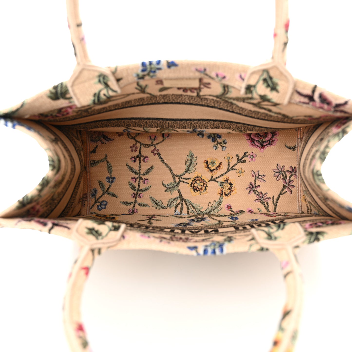 Raffia Embroidered Petites Fleurs Medium Book Tote Natural