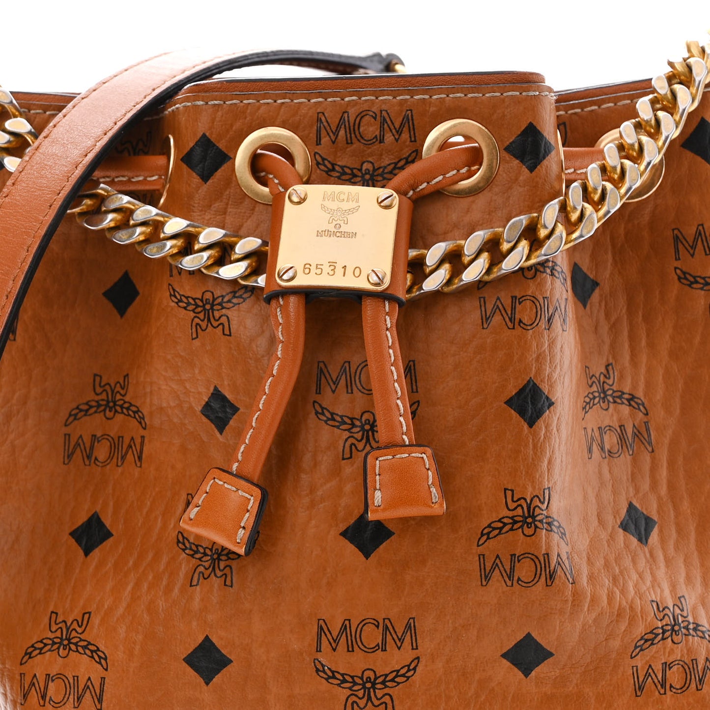 Visetos Berlin Mini Drawstring Bucket Bag Cognac
