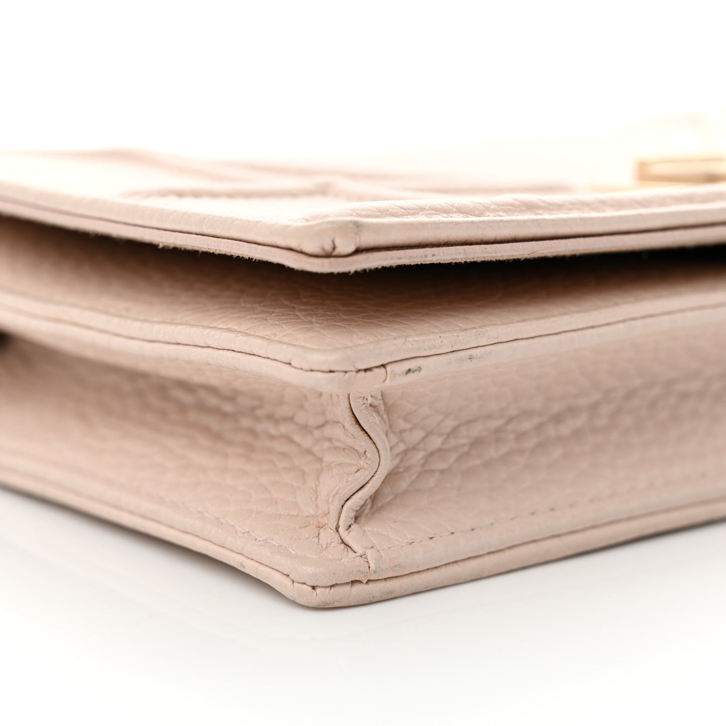 Grained Calfskin Diorama Wallet on Chain Pouch Rose Poudre