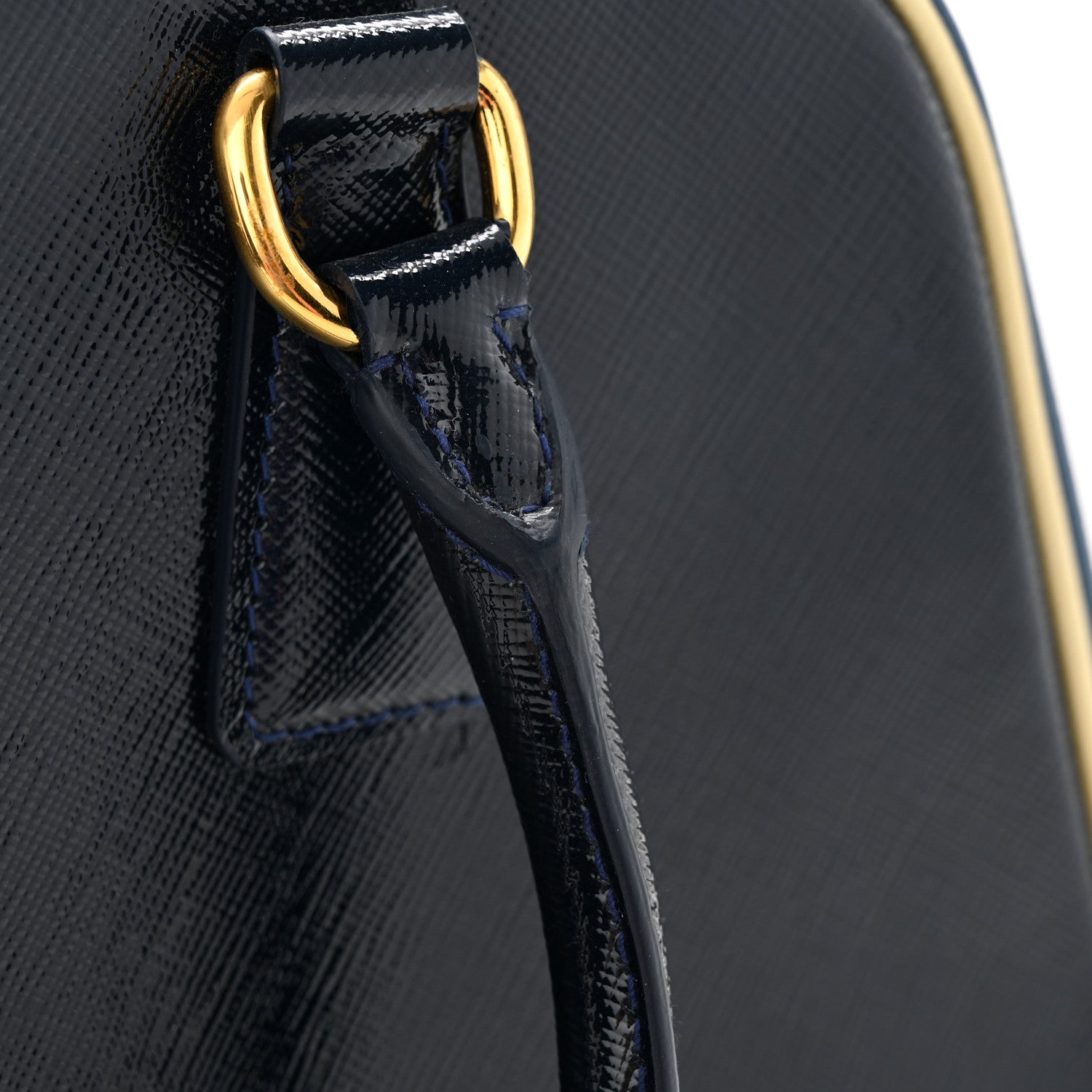 Prada Saffiano Vernice Pyramid Bag Black Bluette 13 of 14