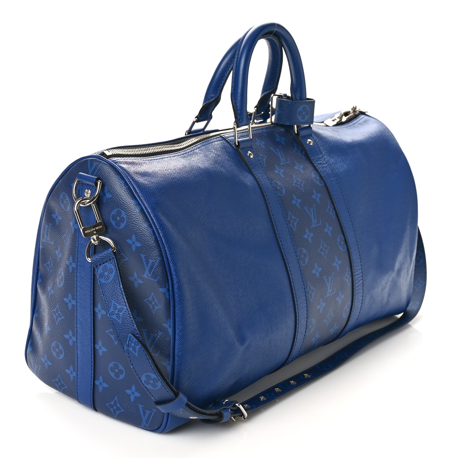 Louis Vuitton Taiga Monogram Eclipse Keepall Bandouliere 50 Pacific Blue 2 of 7