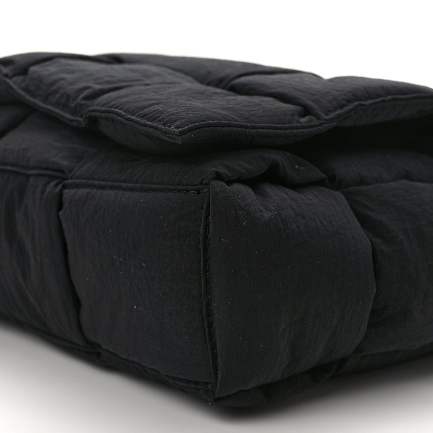 Nylon Intrecciato Padded Tech Maxi Cassette Bag Black
