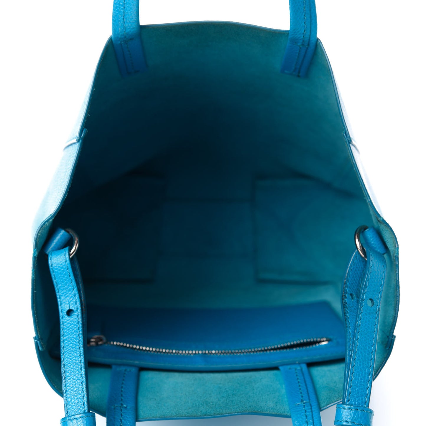 Grained Calfskin Small Vertical Cabas Turquoise