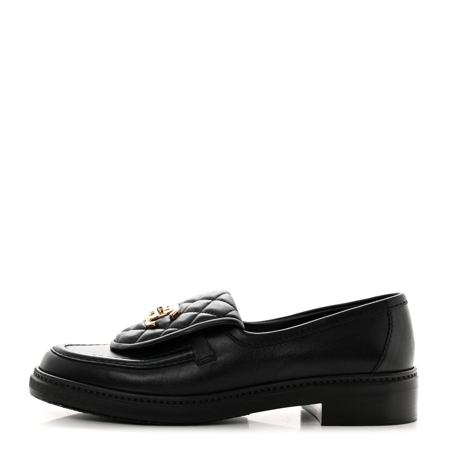 Lambskin Quilted CC Turnlock Loafers 37.5 Black