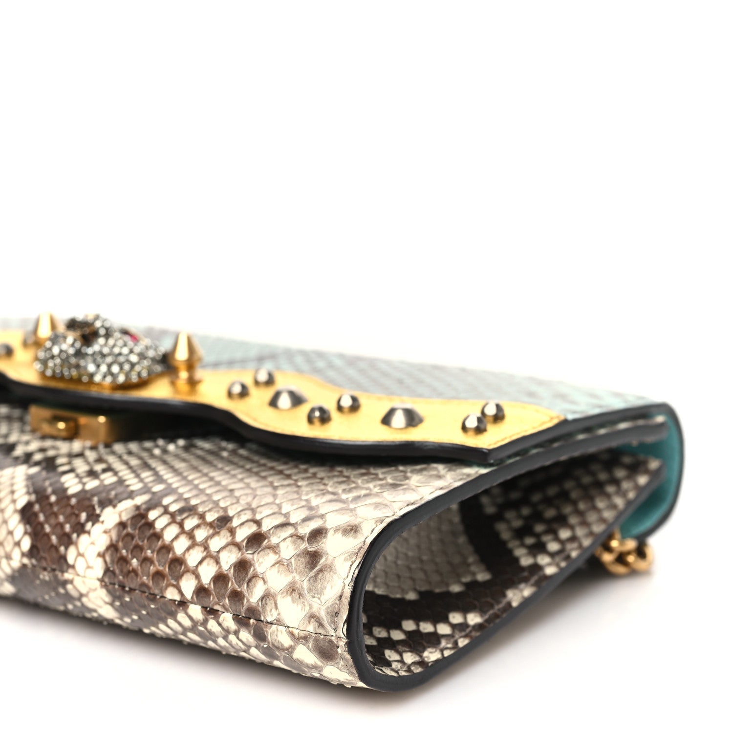 Gucci Snakeskin Animalier Broadway Clutch Blue Beige 10 of 10