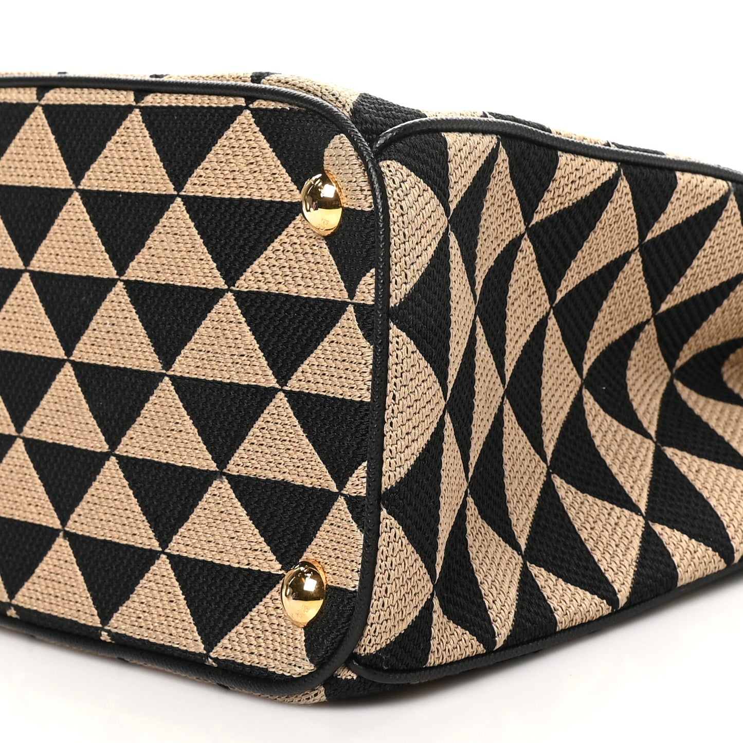 Jacquard Saffiano Triangolo Symbole Embroidered Small Galleria Double Zip Tote Black Corda