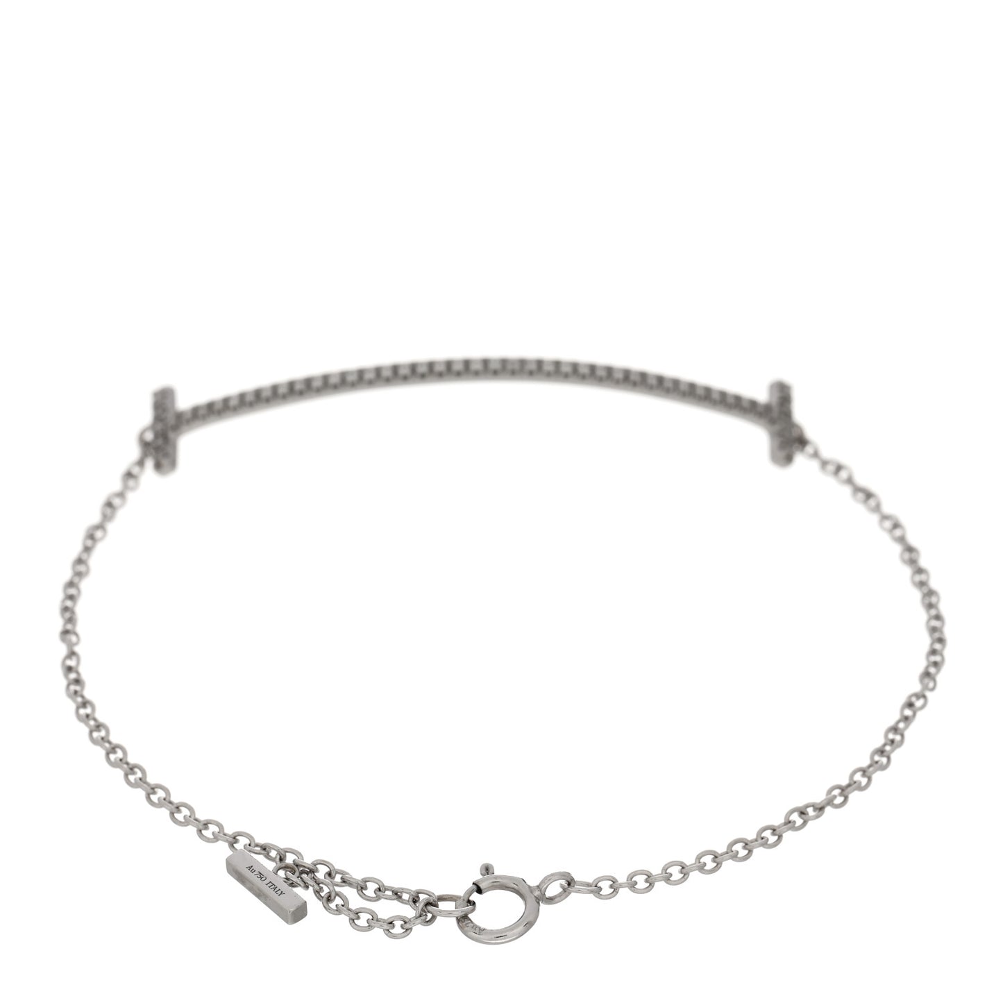 18K White Gold Diamond T Smile Bracelet
