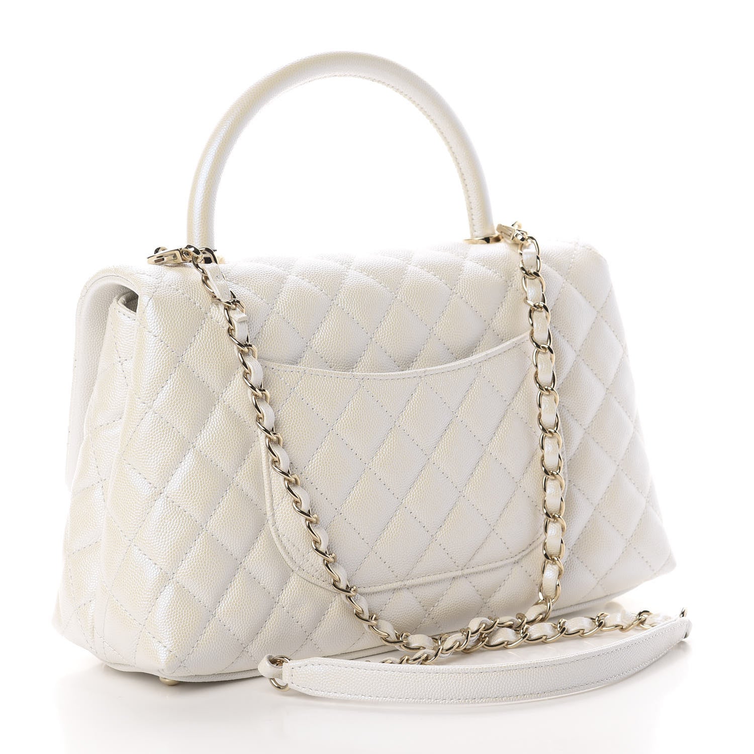 Chanel Iridescent Caviar Quilted Small Coco Handle Flap White 2 of 10