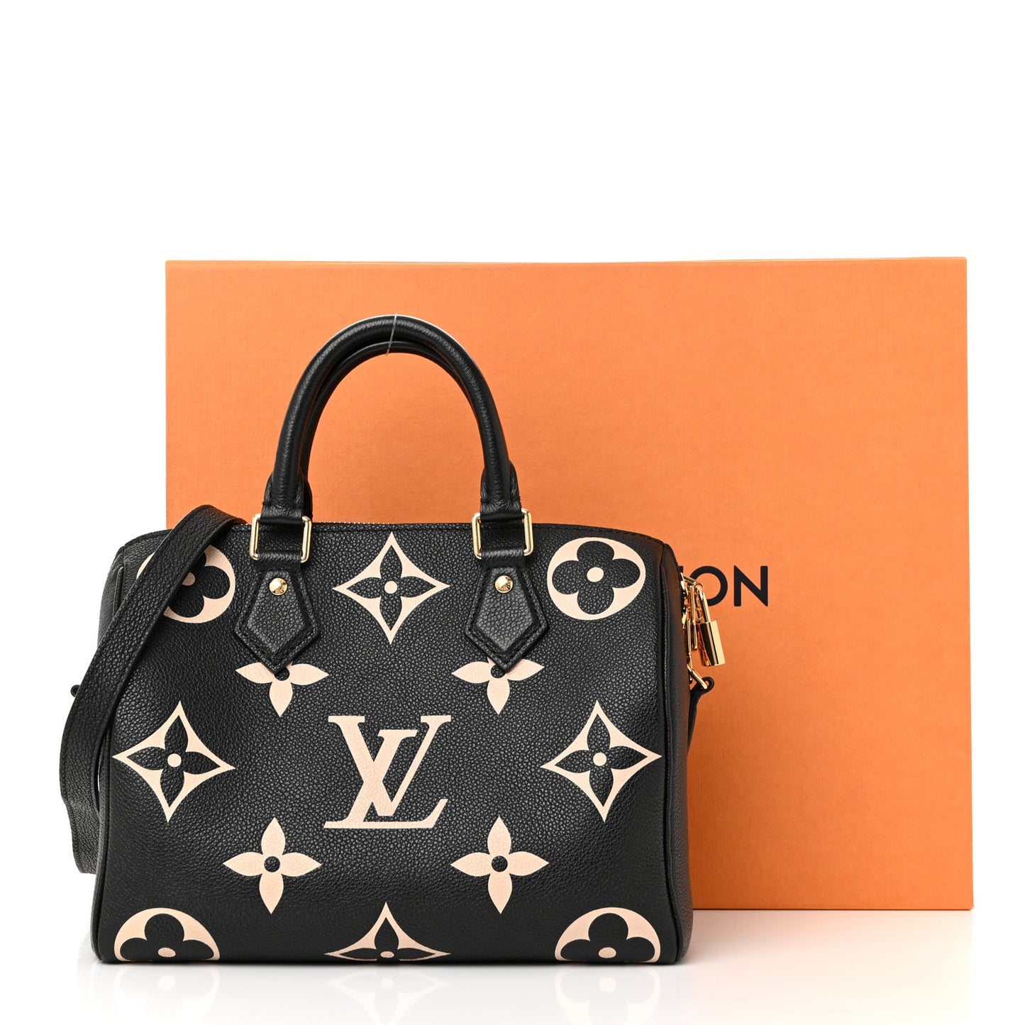 Empreinte Monogram Giant Speedy Bandouliere 25 Black Beige