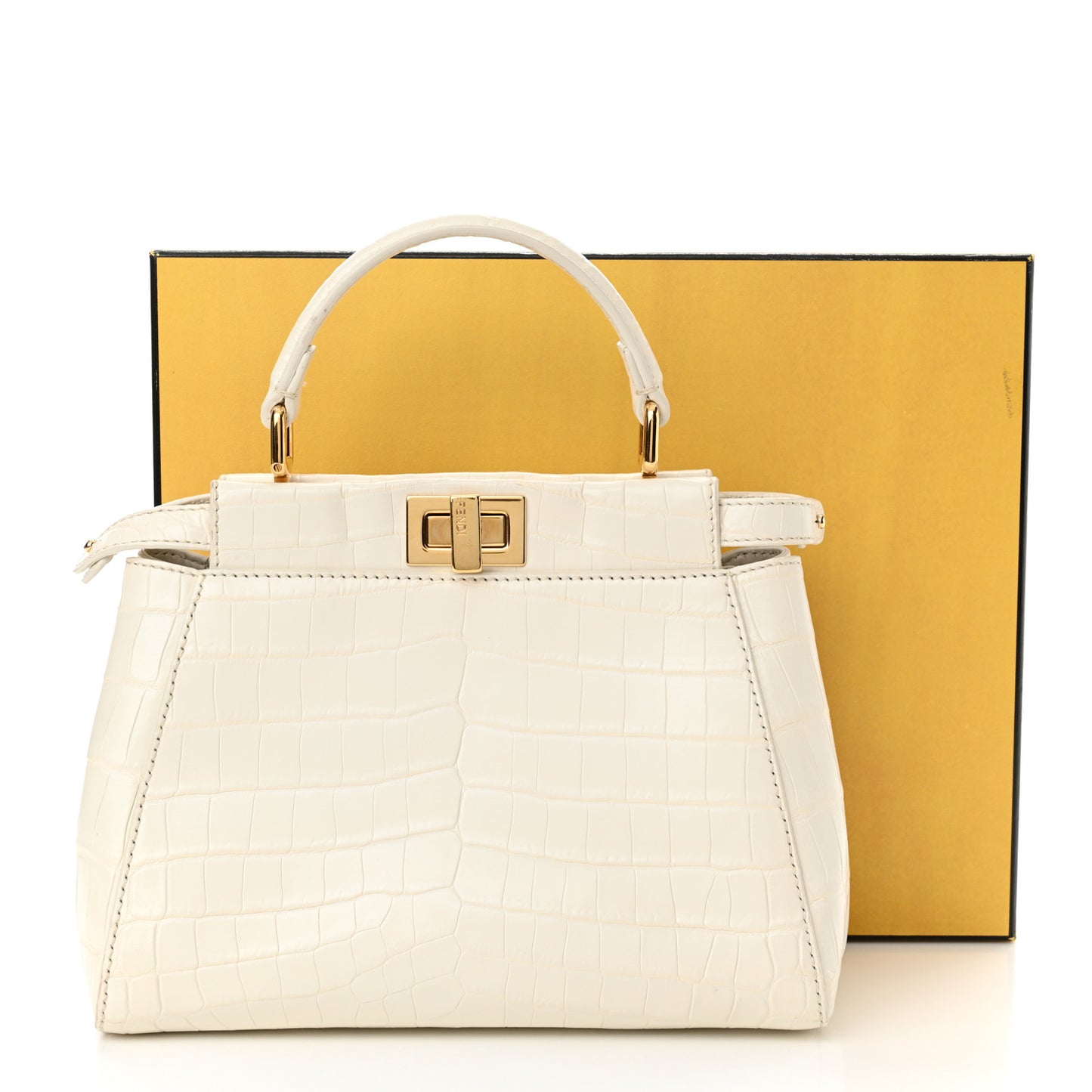 Shiny Crocodile Shiny Nappa Mini Peekaboo Iconic Satchel White