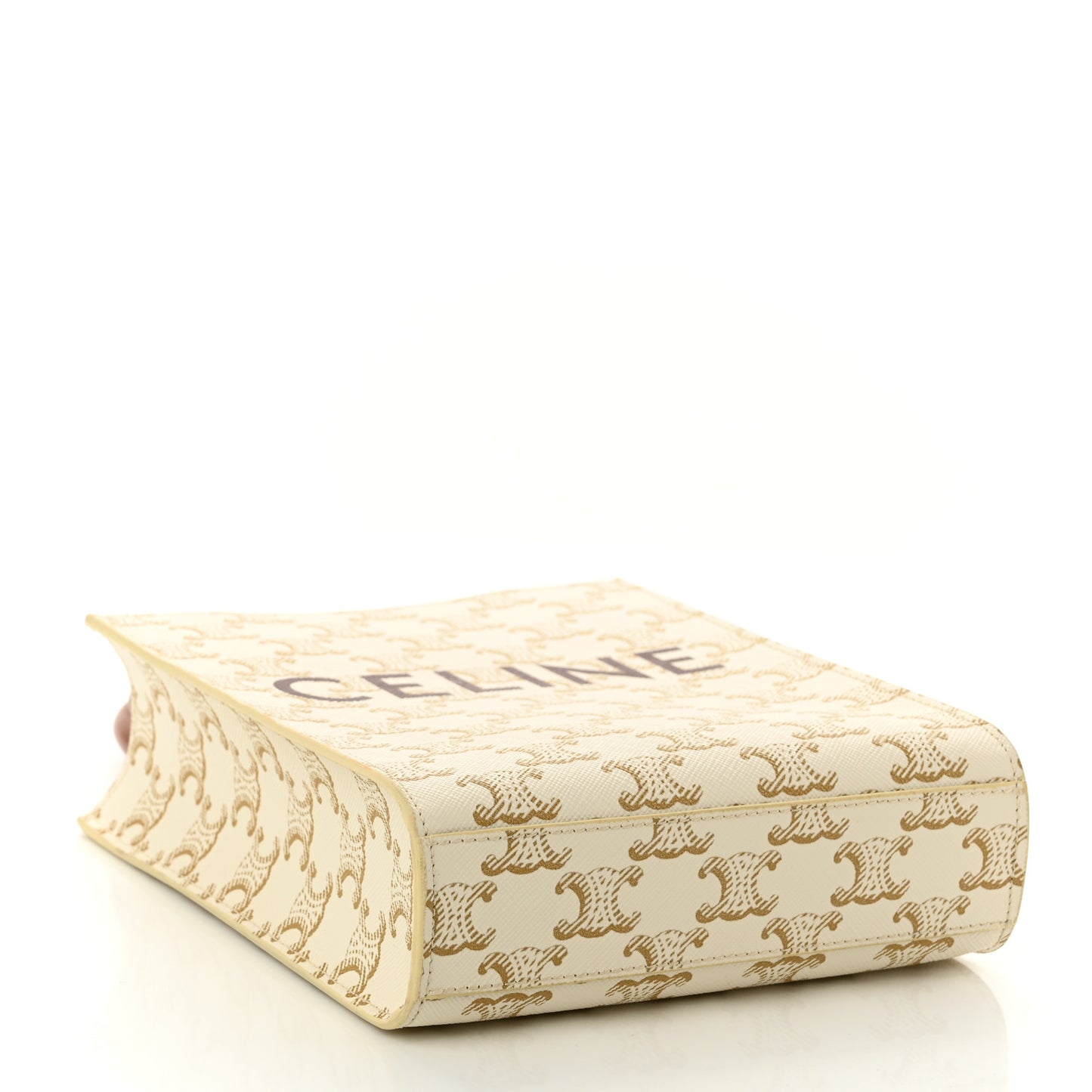 Triomphe Canvas Calfskin Mini Vertical Cabas White