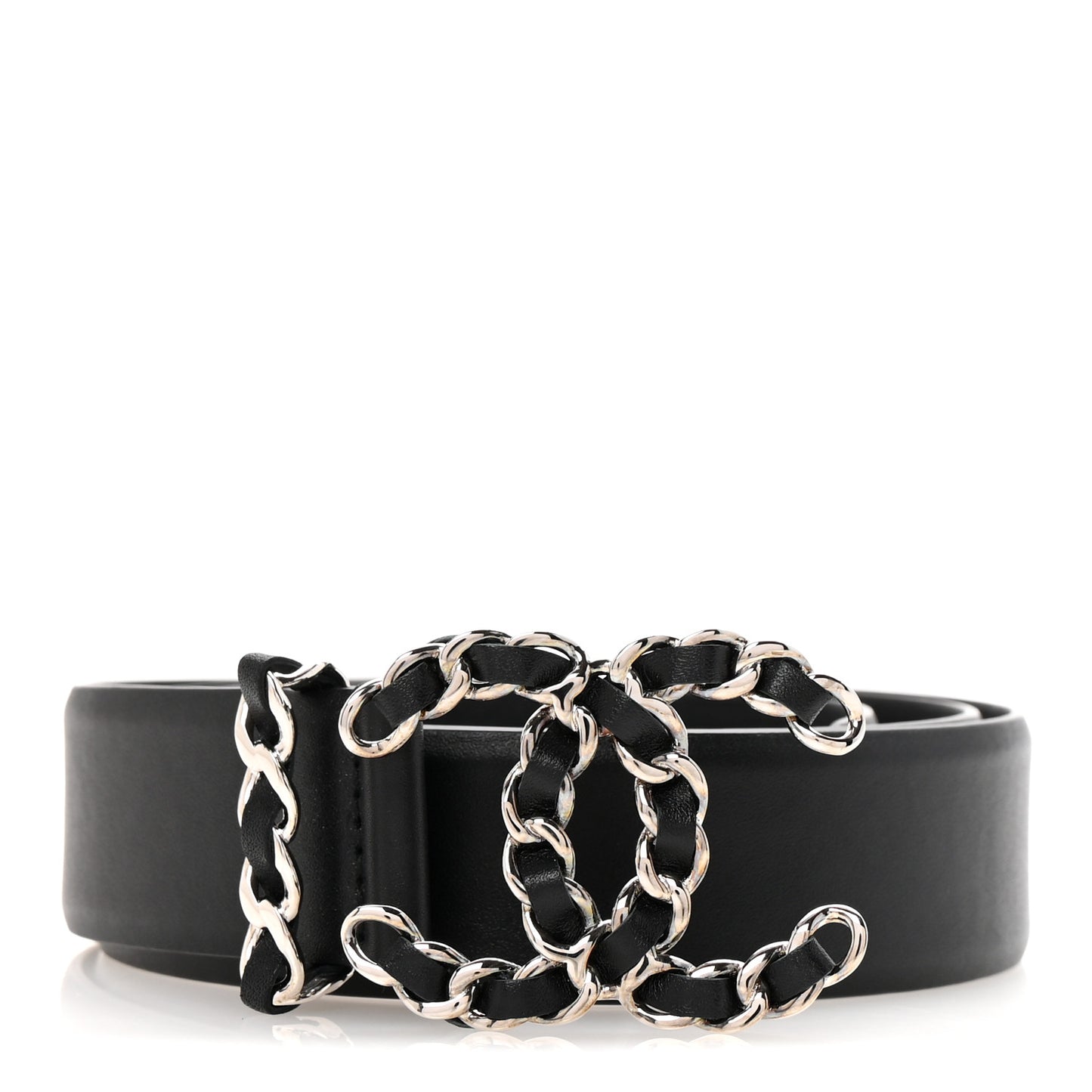 Calfskin CC Chain Belt 85 34 Black