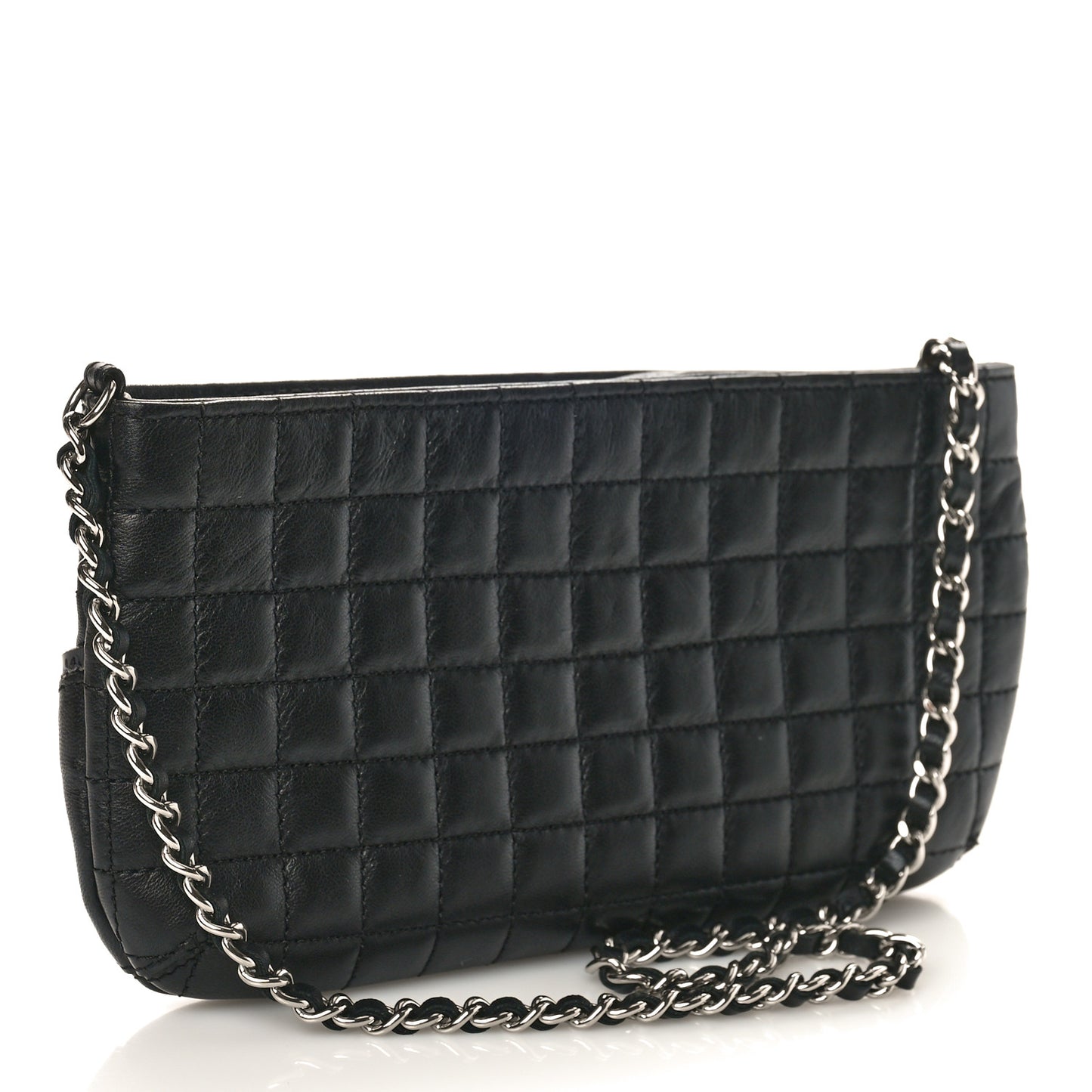 Lambskin Camellia No. 5 Chain Pouch Black