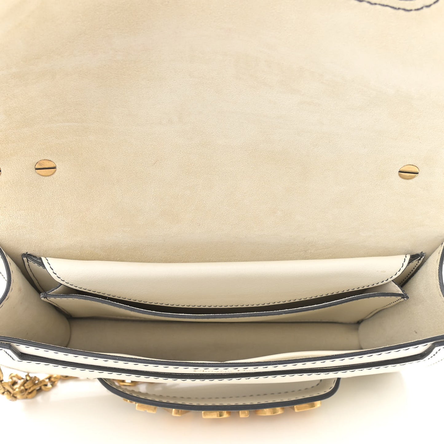 Calfskin J'Adior Chain Flap Bag Off White