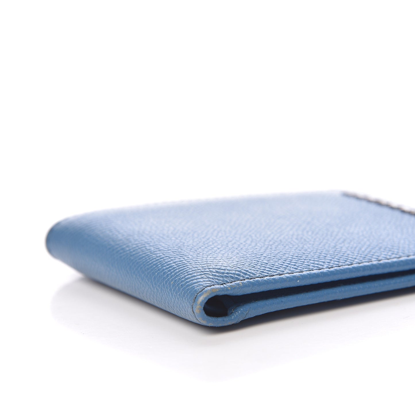 London Grainy Calfskin Bi-Fold Wallet Blue