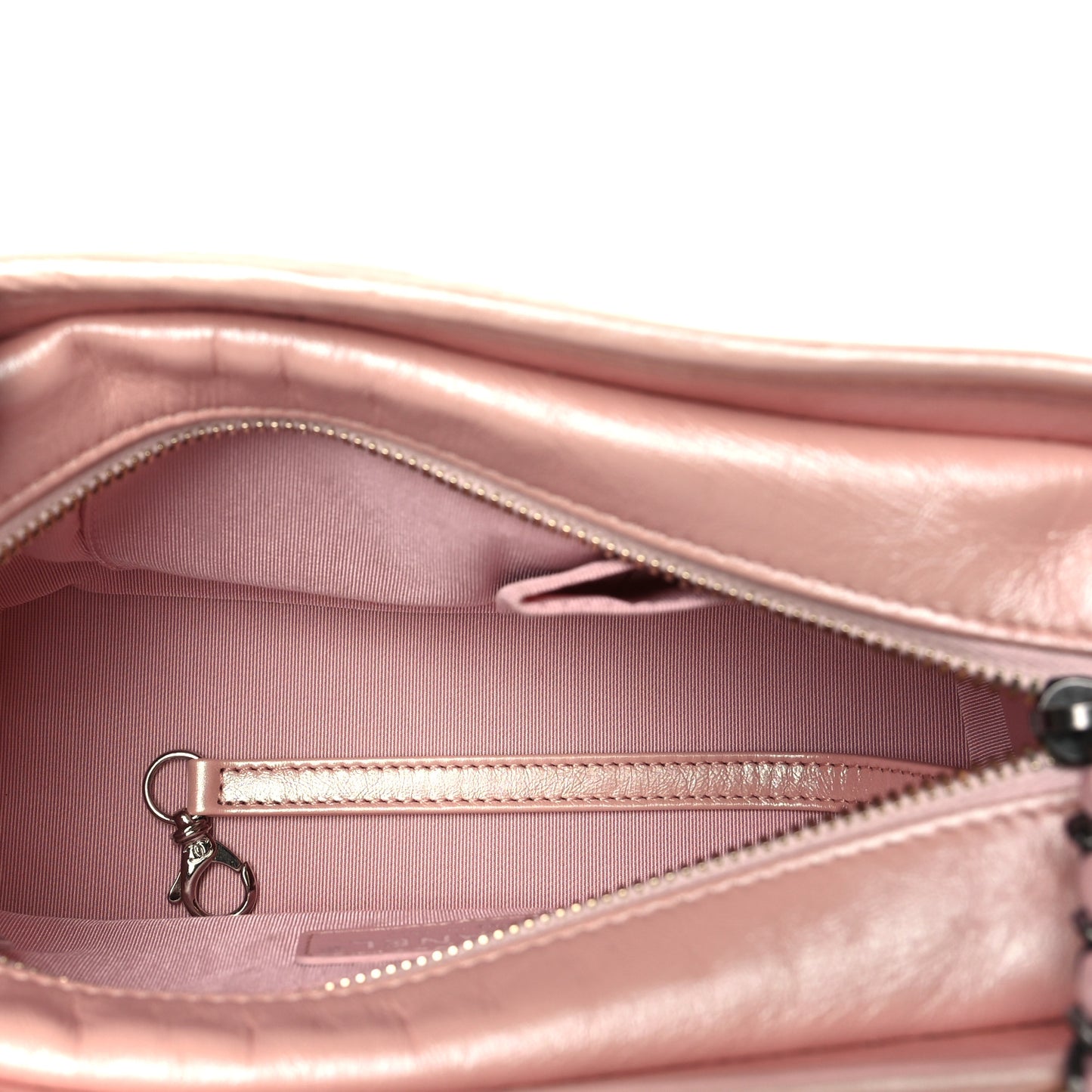 Iridescent Aged Calfskin Quilted Small Gabrielle Hobo Rose