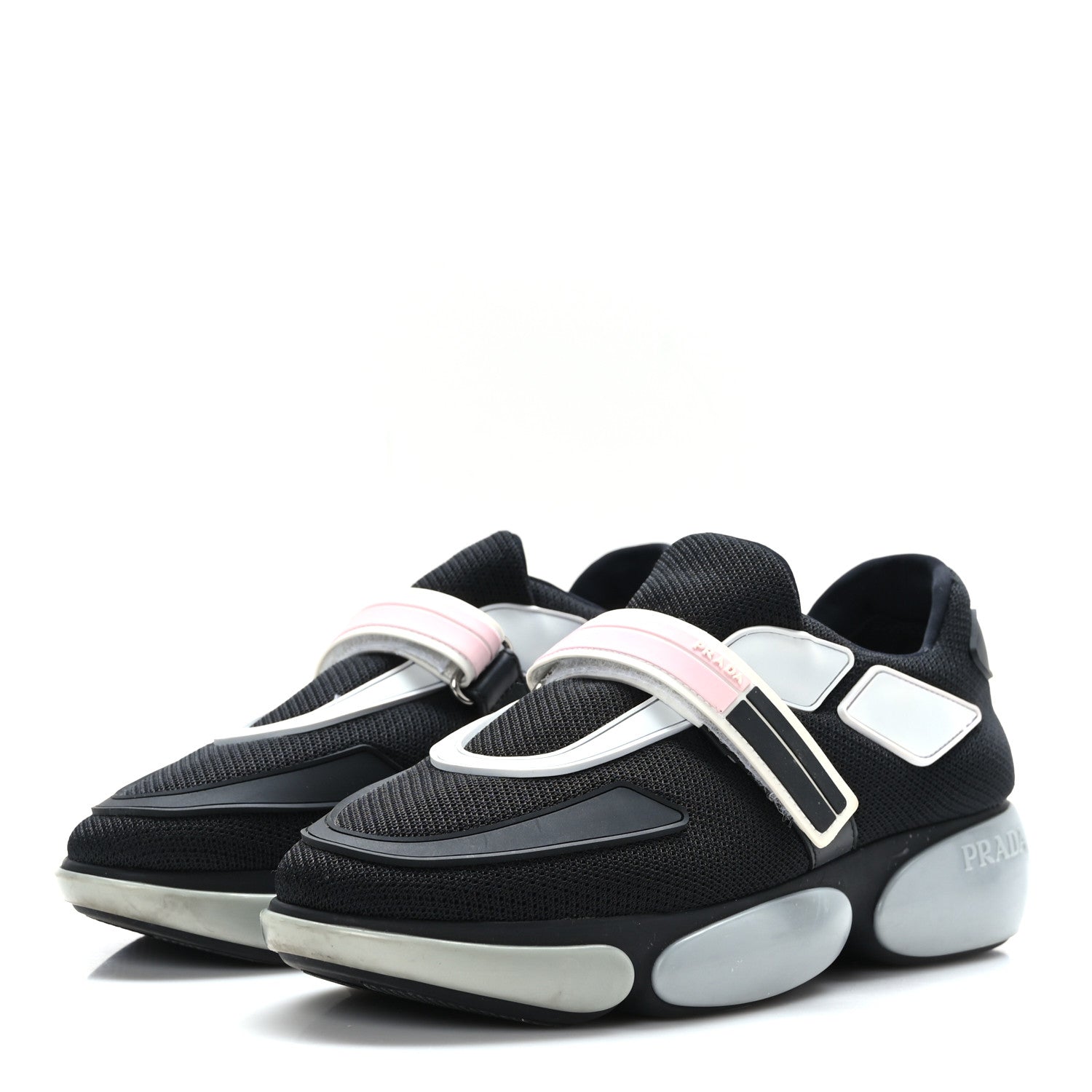 Prada Sport Knit Womens Cloudbust Sneakers 35.5 Black Argento 3 of 8
