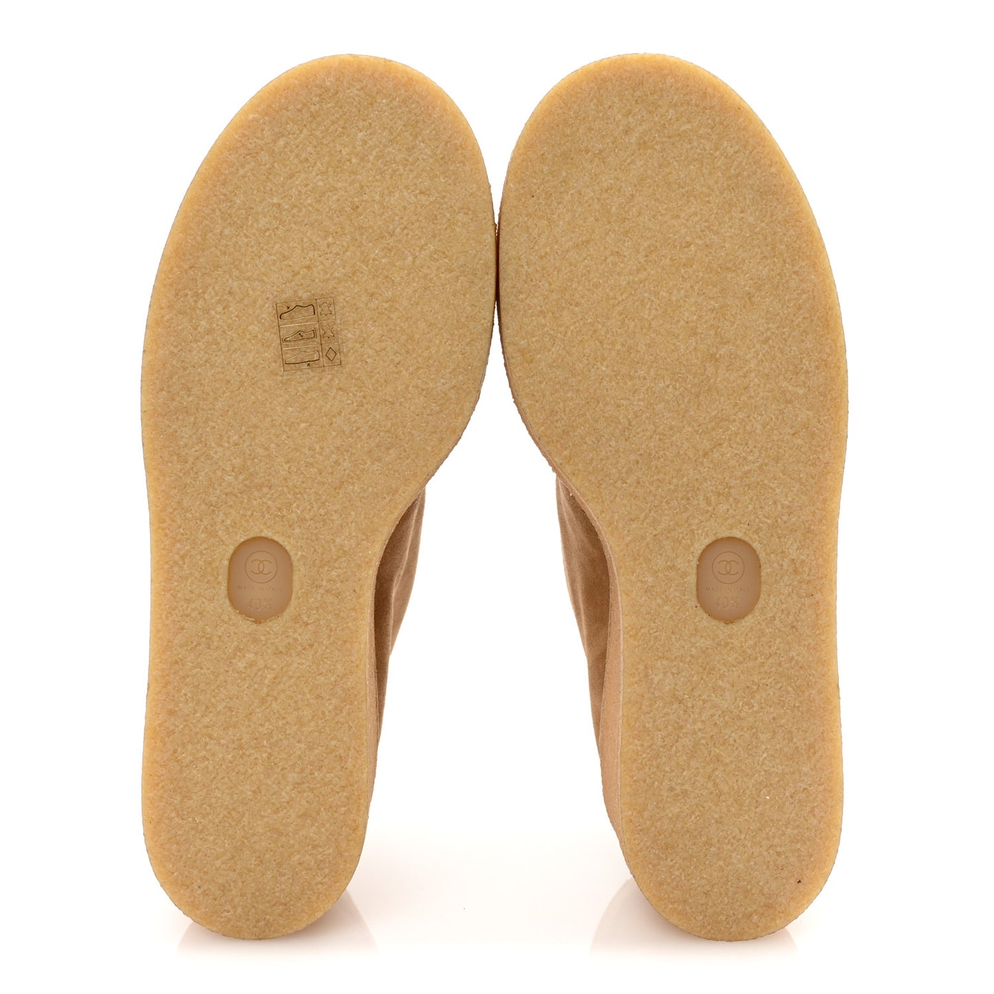 Suede Calfskin Lace Up Wedge Booties 40.5 Beige