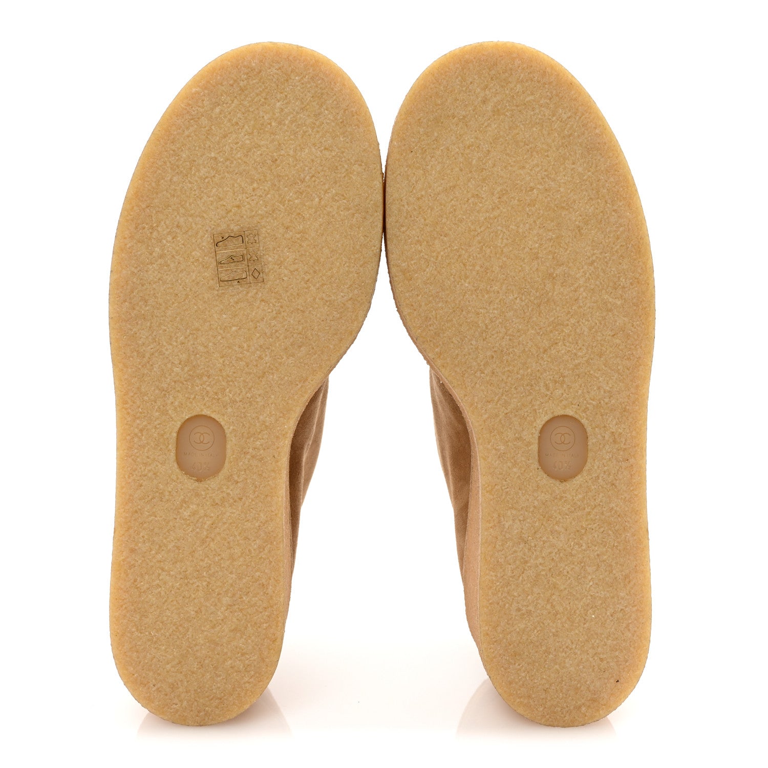 Chanel Suede Calfskin Lace Up Wedge Booties 40.5 Beige 6 of 10