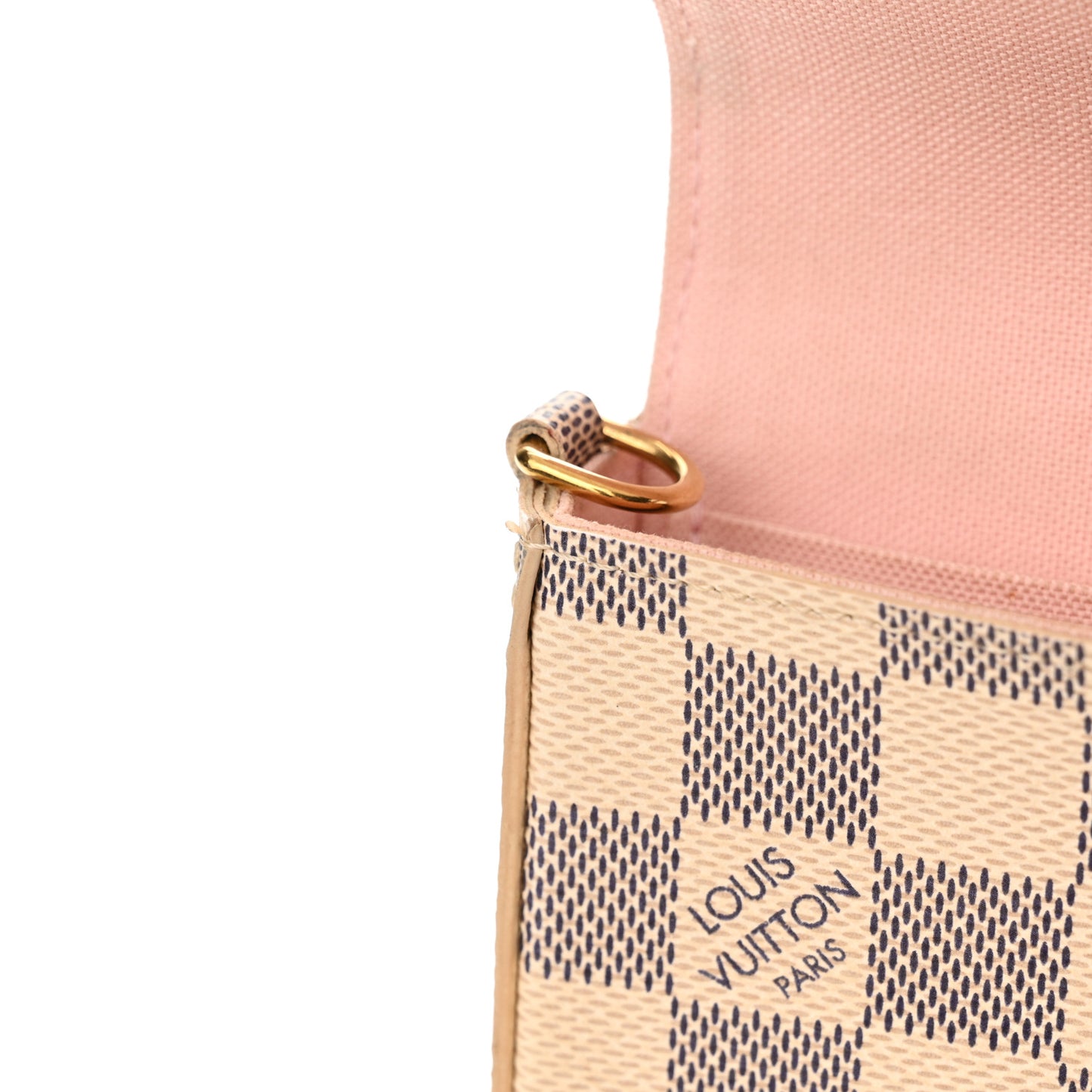 Damier Azur Pochette Felicie Chain Wallet Rose Ballerine