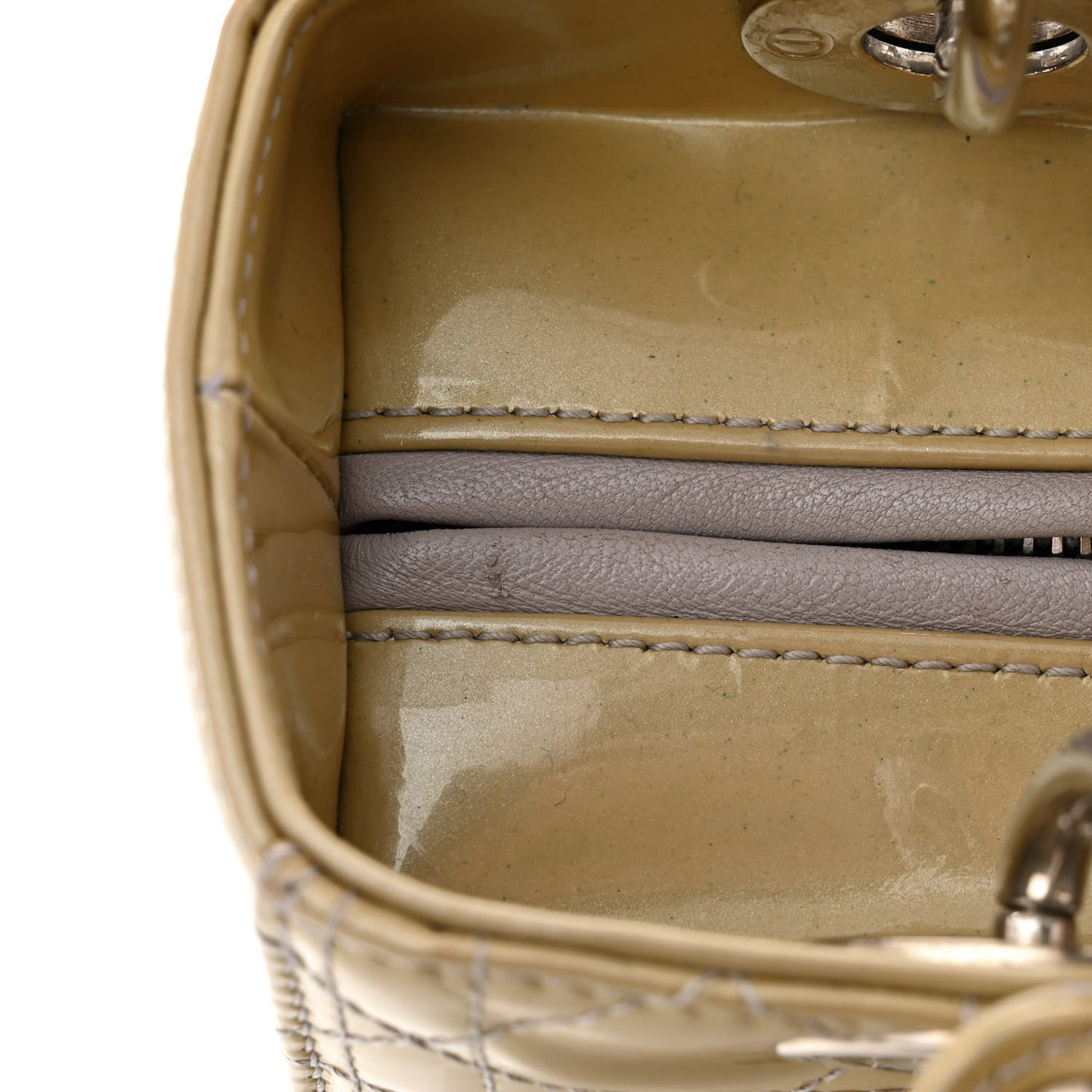 CHRISTIAN DIOR Patent Cannage Medium Lady Dior Grey