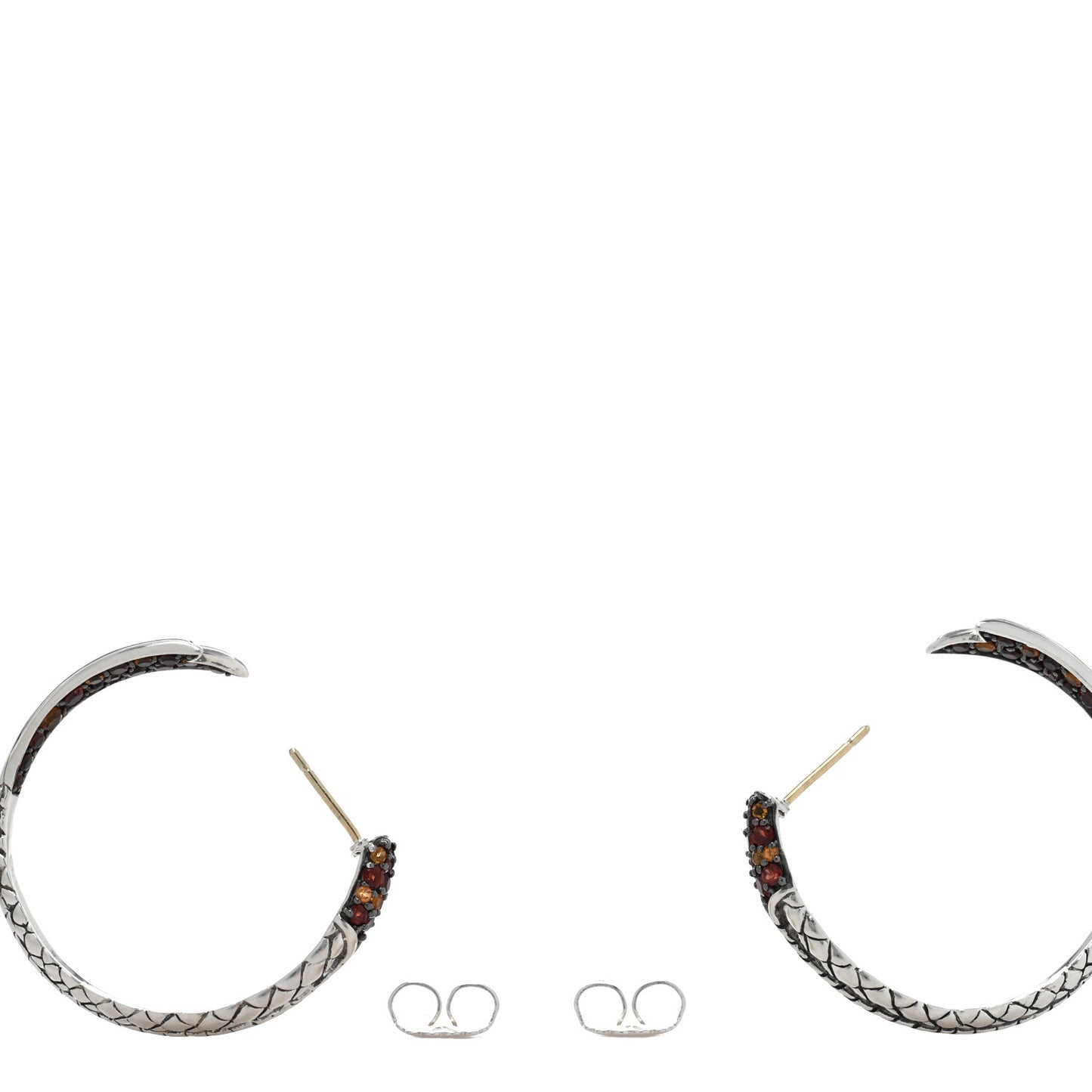 Sterling Silver Garnet Citrine Hoop Earrings