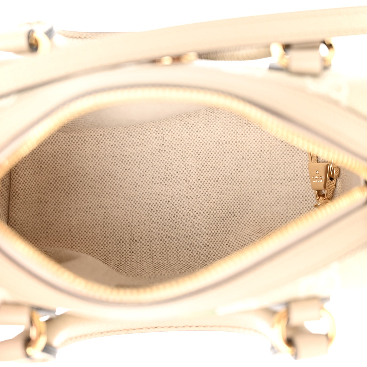 Gucci GG Supreme Monogram Textured Dollar Calfskin Web Super Mini Ophidia Top Handle Bowler Bag Beige Mystic White Oatmeal 5 of 13