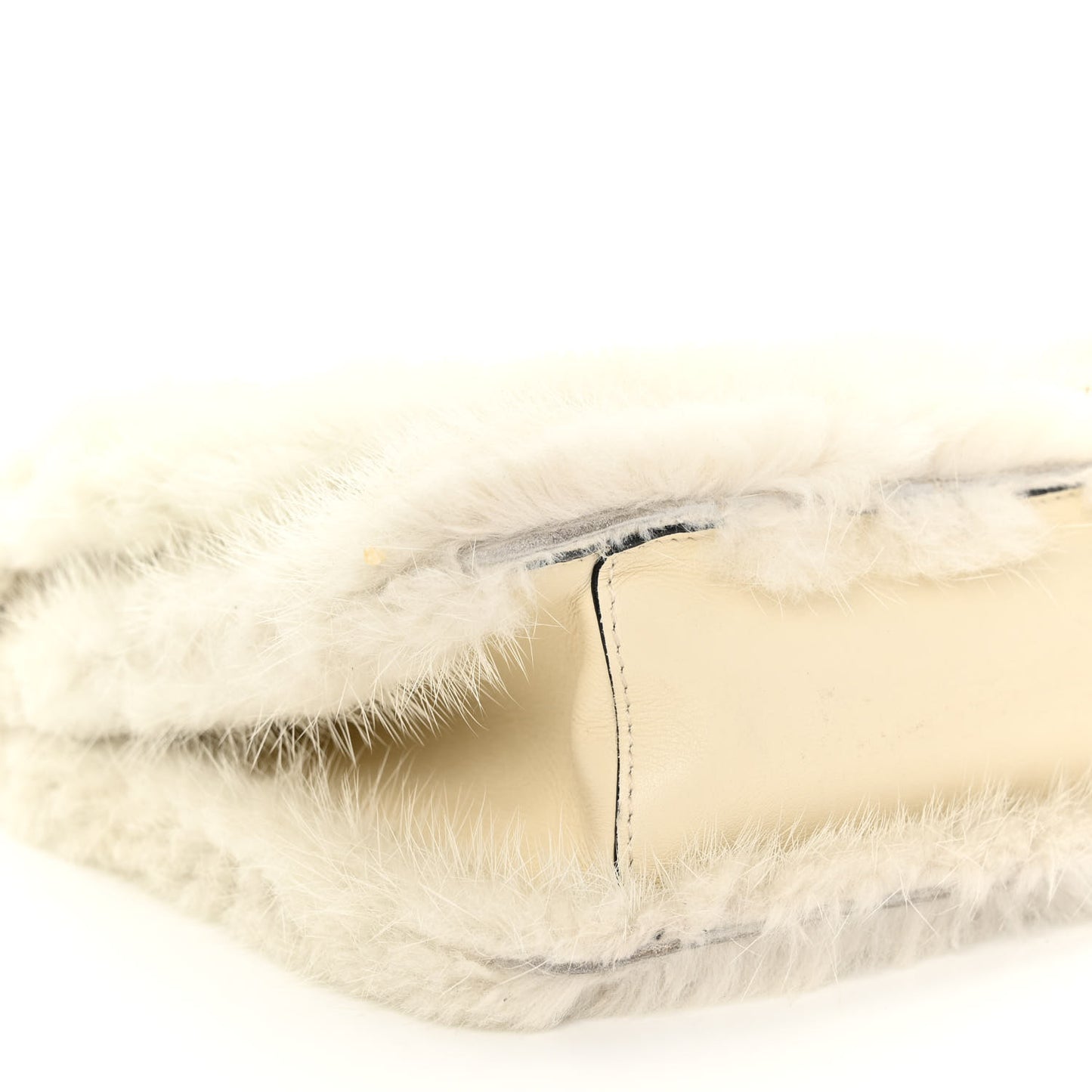 Mink Fur Small Demilune Shoulder Bag Beige