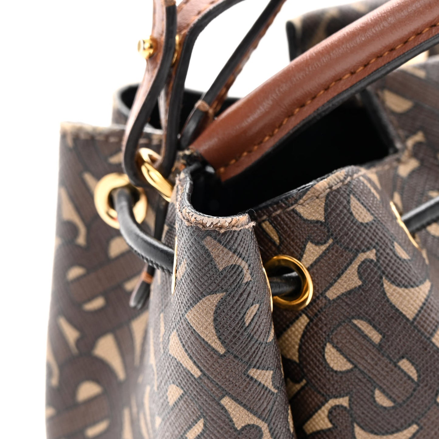E-canvas Monogram TB Bucket Bag Bridle Brown