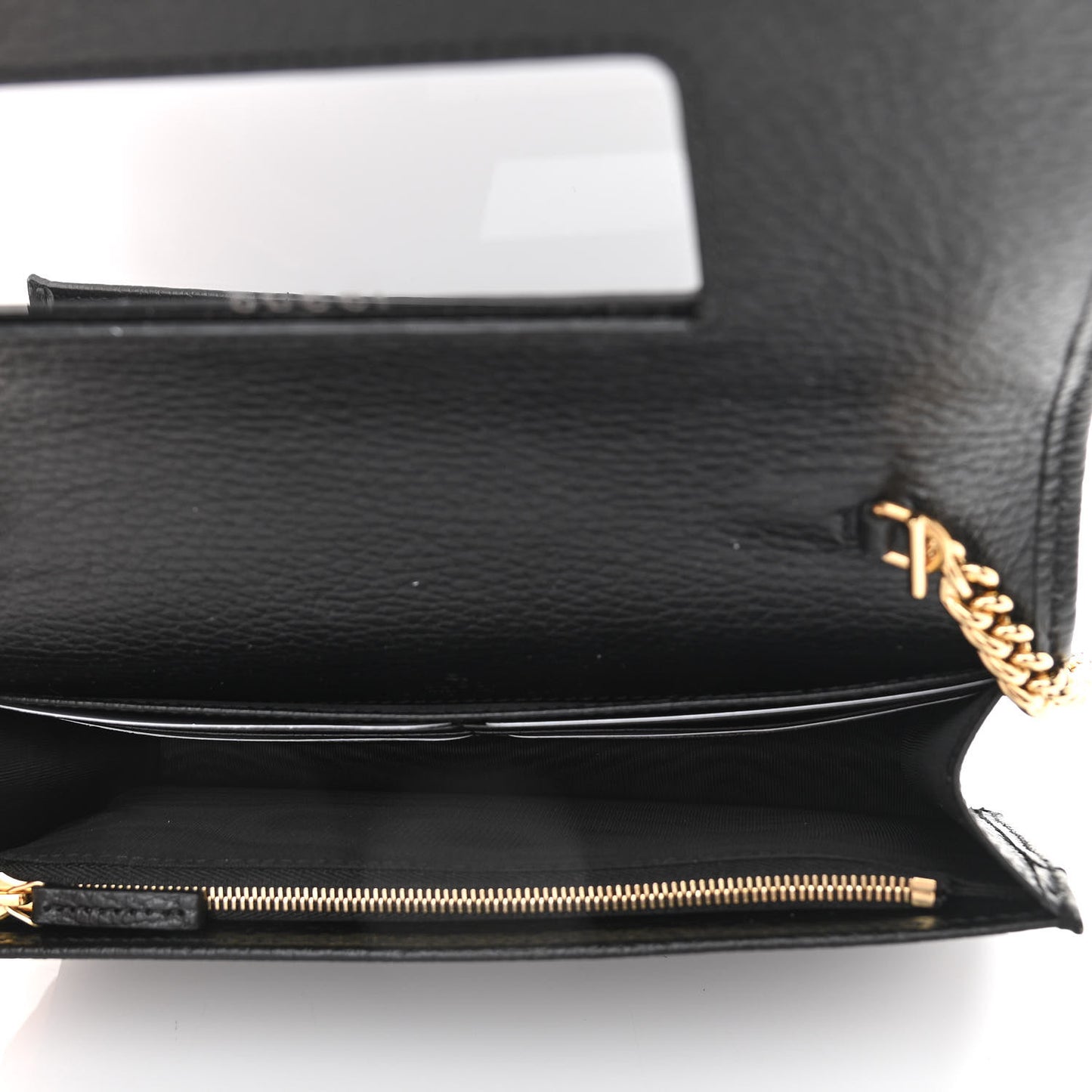 Calfskin Mini GG Marmont Chain Wallet Black