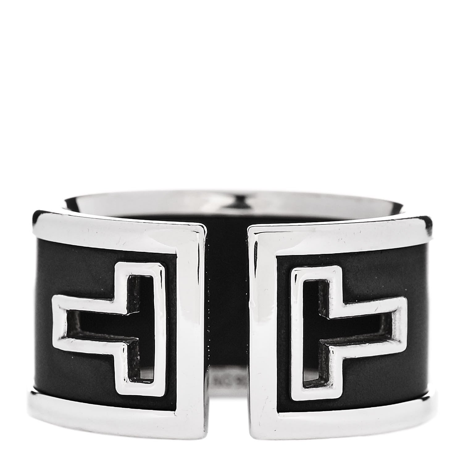 Tiffany Sterling Silver Black Ceramic T Cutout Ring 53 6.25 1 of 4