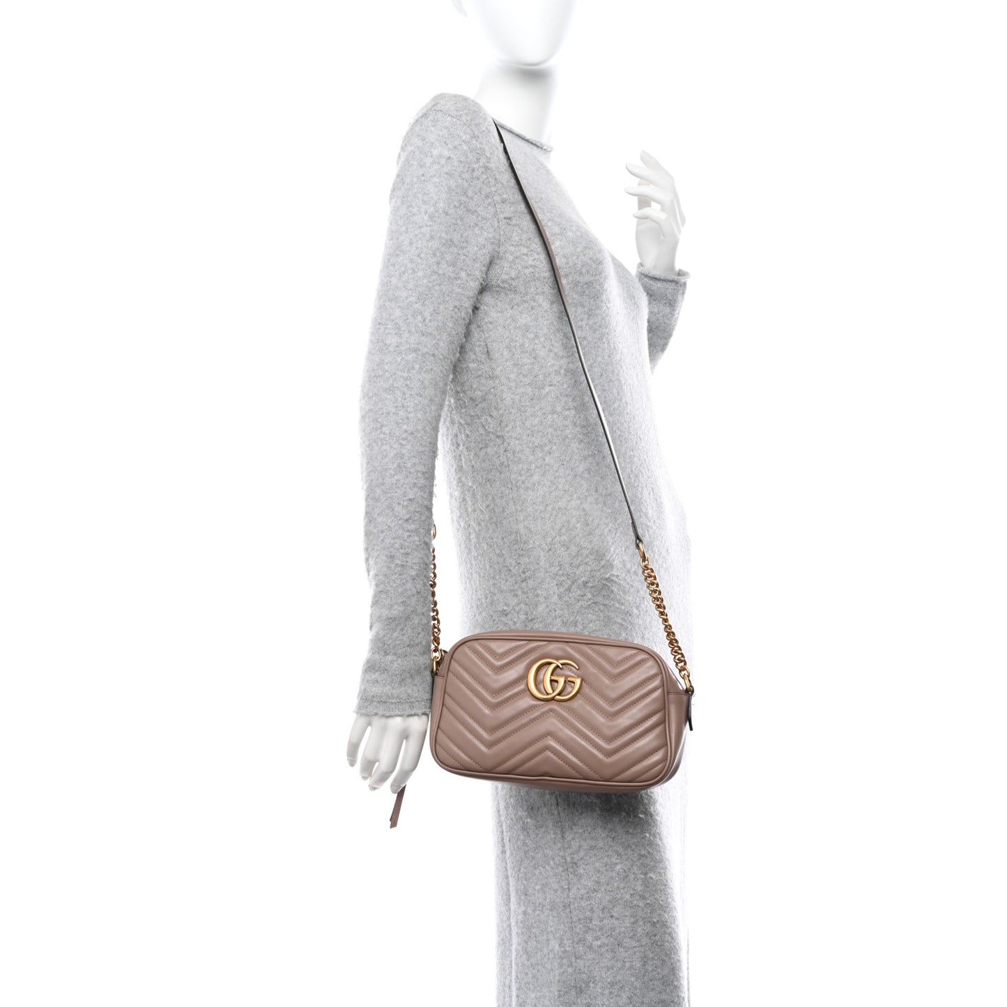 Calfskin Matelasse Small GG Marmont Chain Shoulder Bag Porcelain Rose