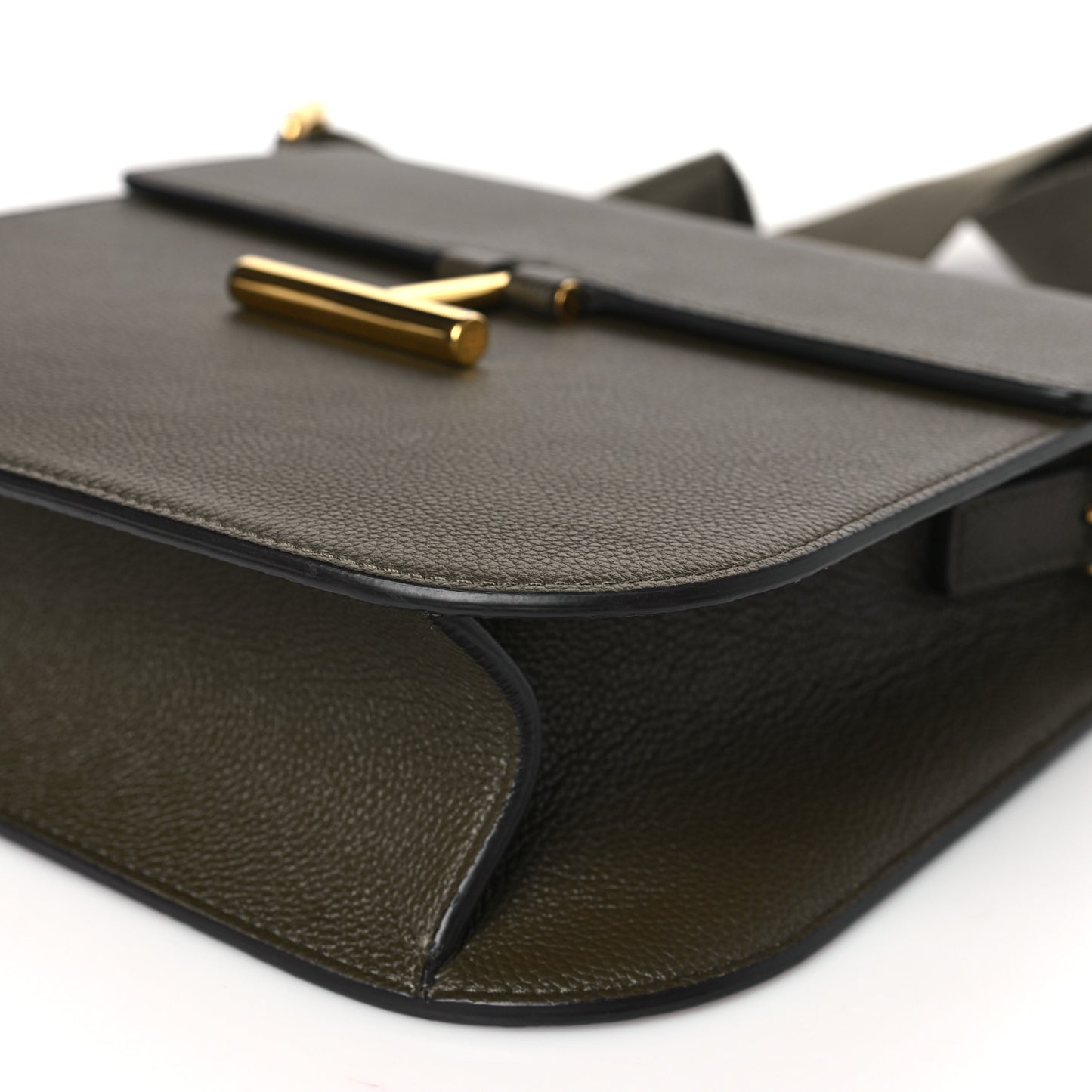 Calfskin Small T Clasp Tara Crossbody Bag Military Green