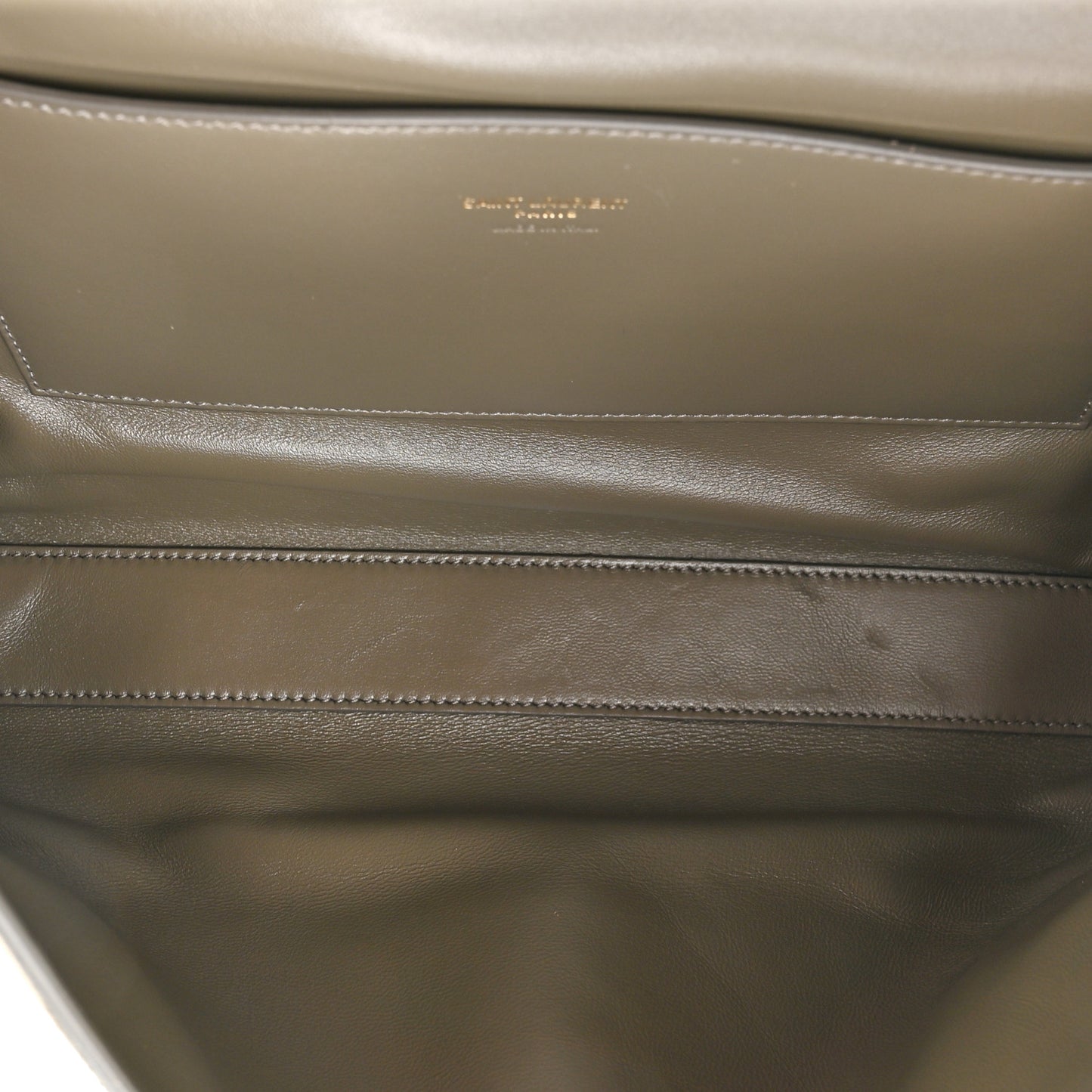 Smooth Calfskin Suede Medium Reversible Monogram Kate Satchel Taupe
