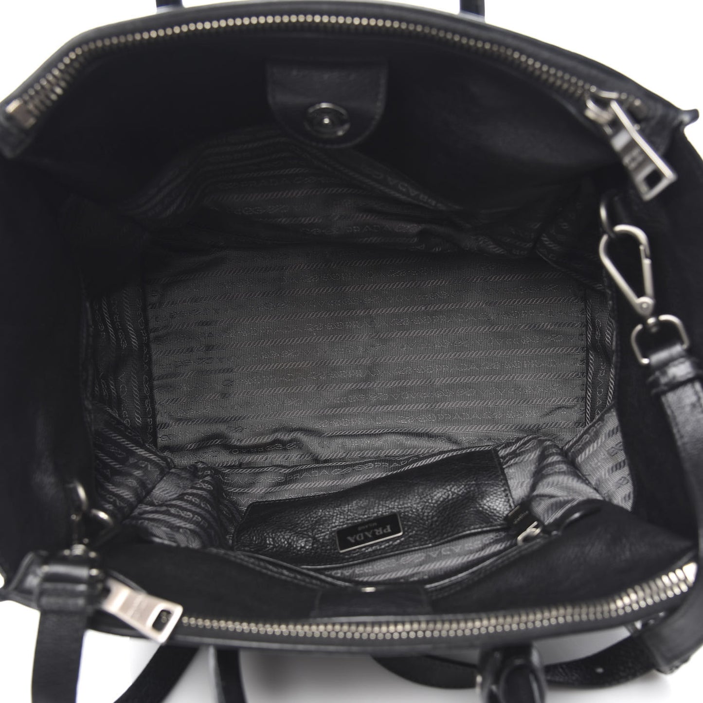 Glace Calf Twin Pocket Tote Black