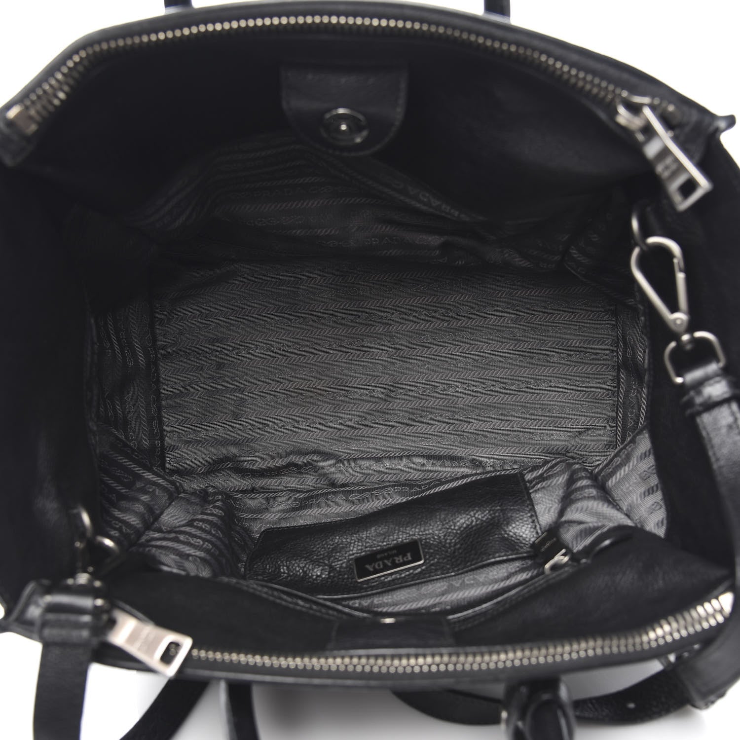 Prada Glace Calf Twin Pocket Tote Black 5 of 14