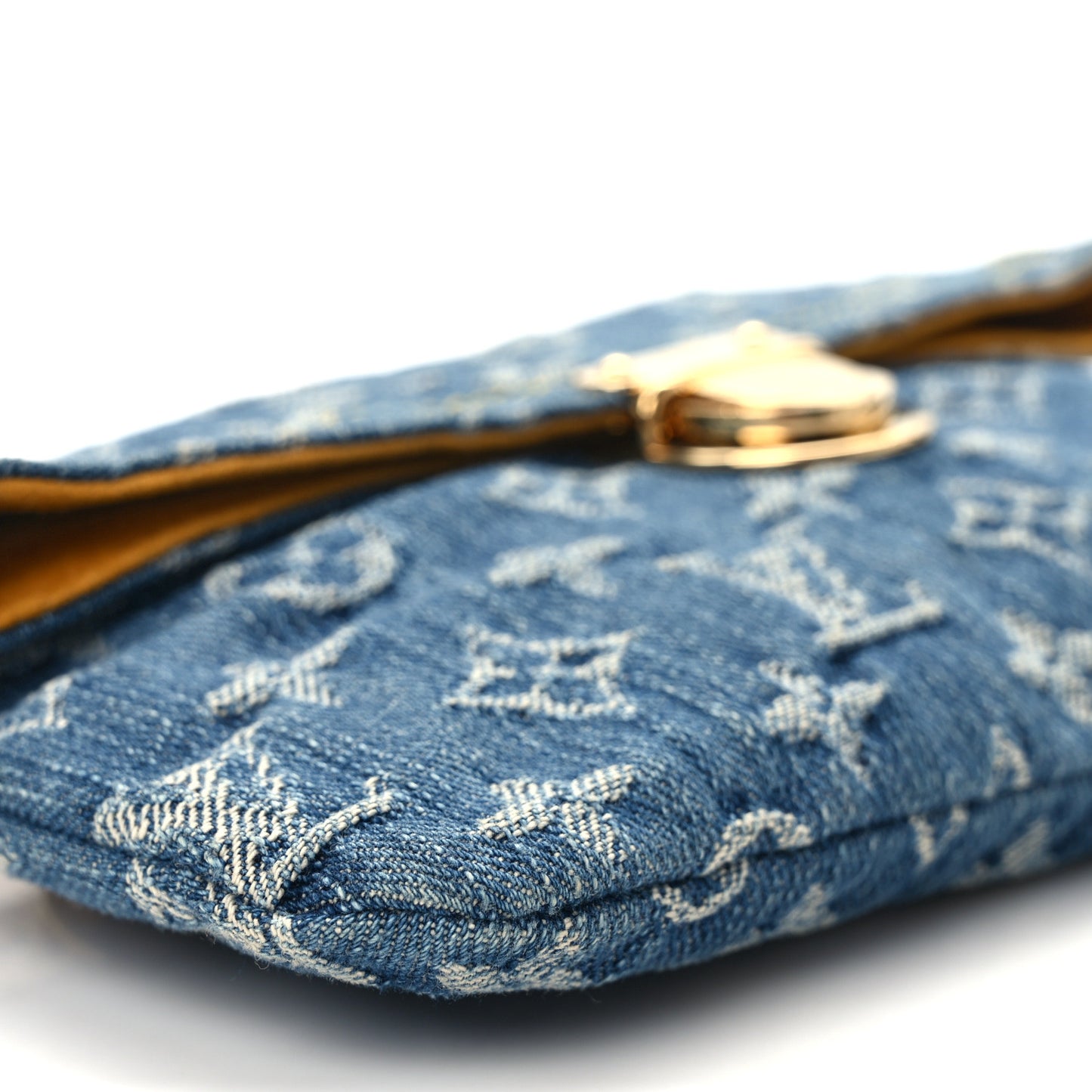 Monogram Denim Pochette Plat Clutch Blue
