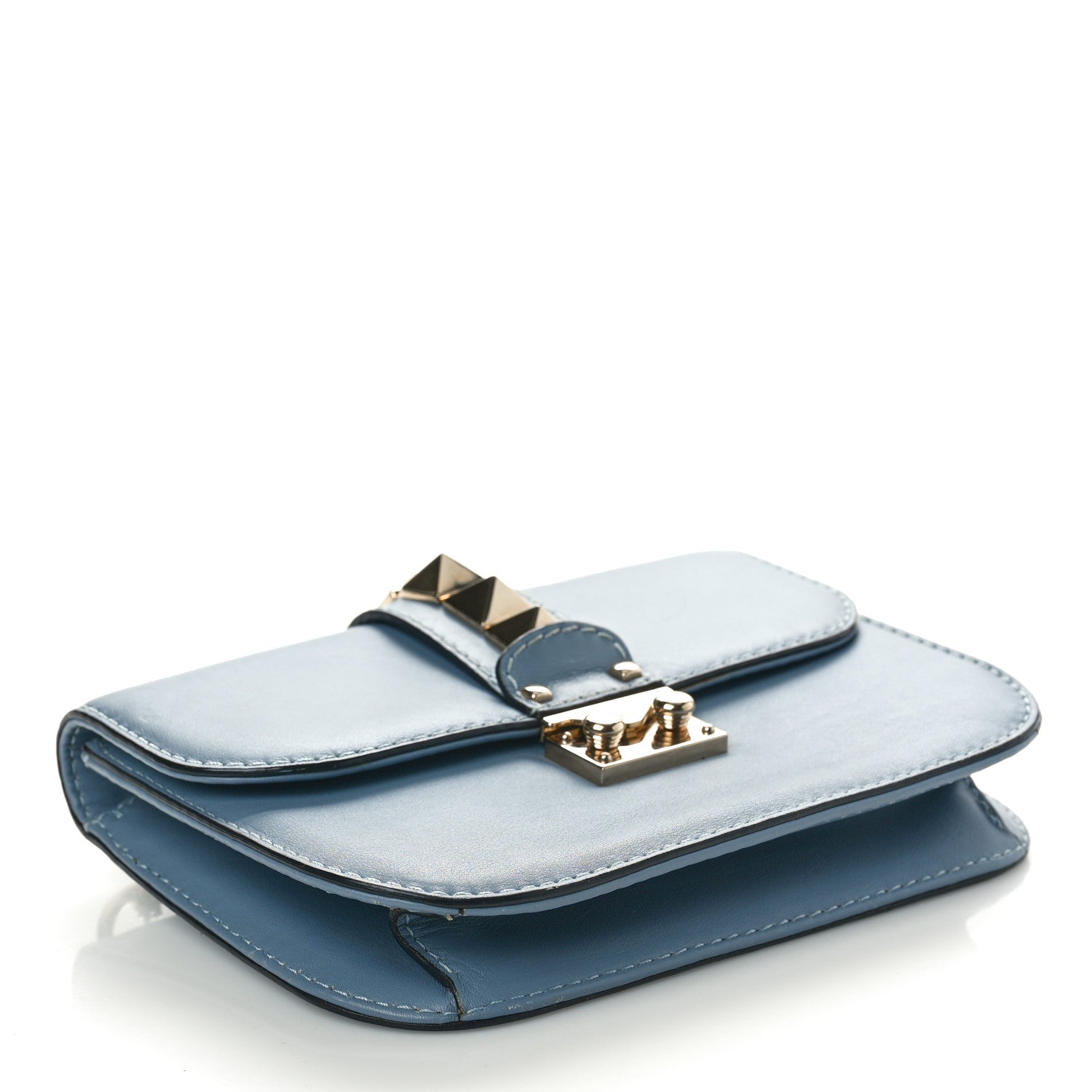 Valentino Garavani Vitello Small Glam Lock Rockstud Flap Gray 4 of 9