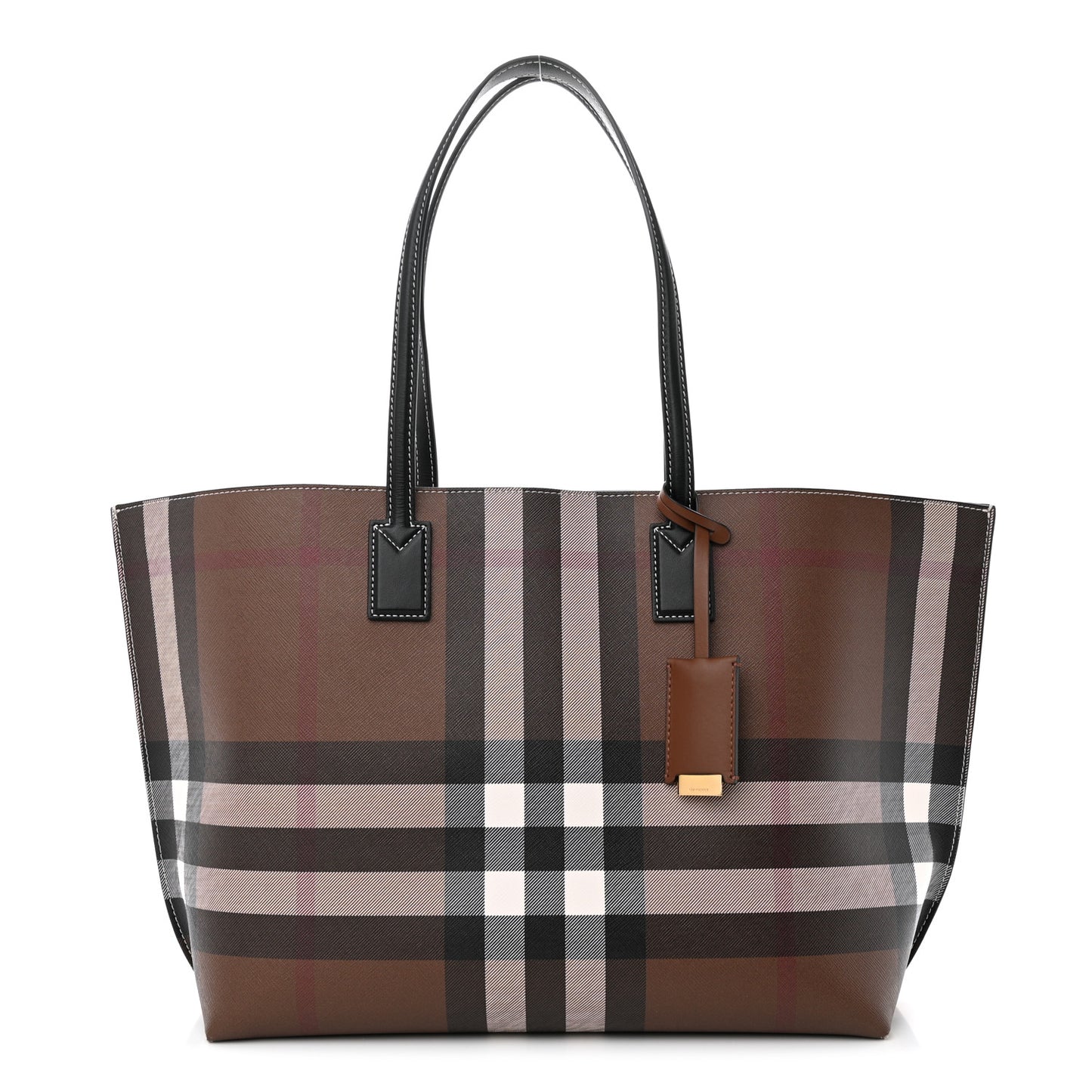 E-Canvas Check Medium Soft TB Tote Dark Birch Brown
